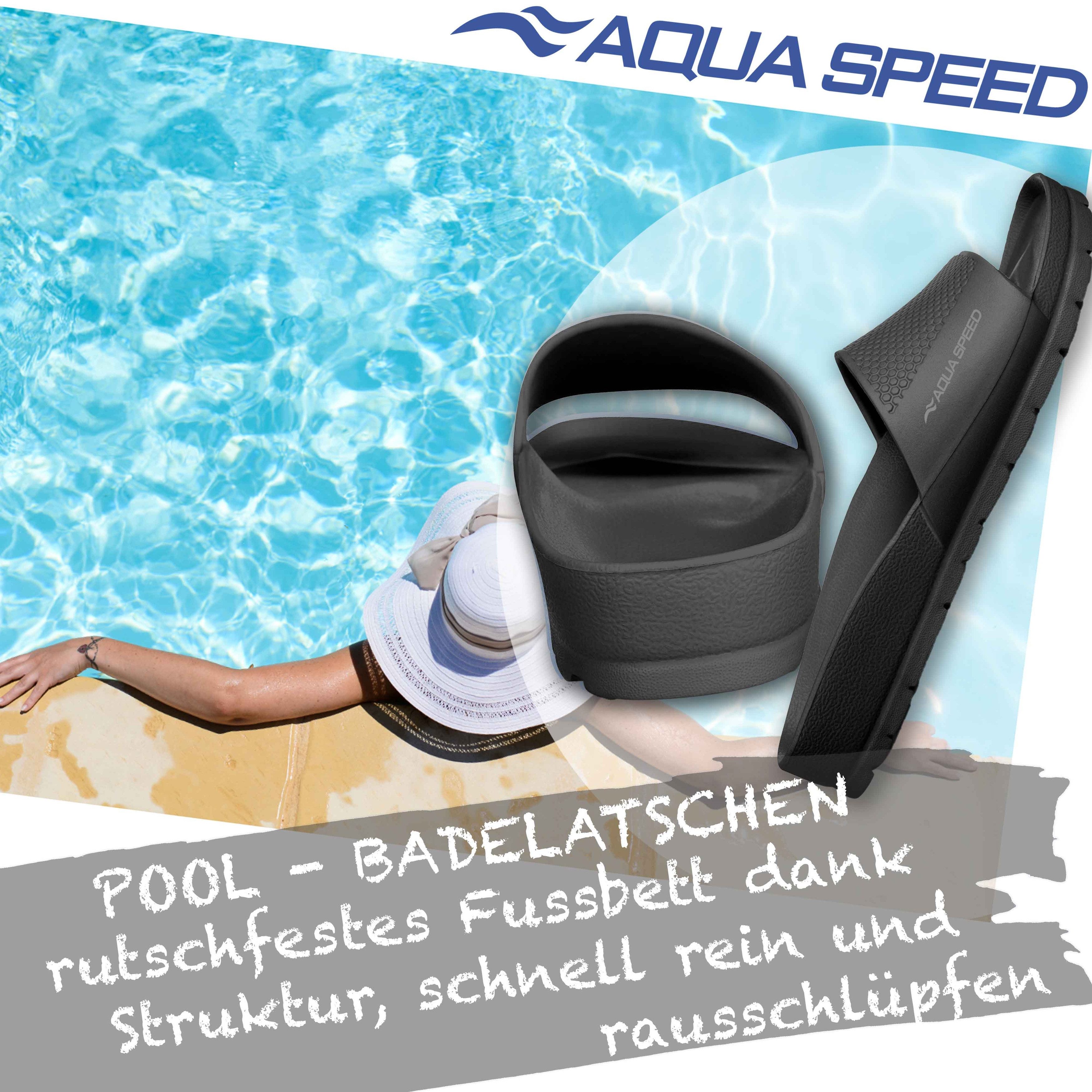 Aqua Speed Badelatschen OSLO + kl. Fasertuch Damen und Herren Duschsandalen Badepantolette
