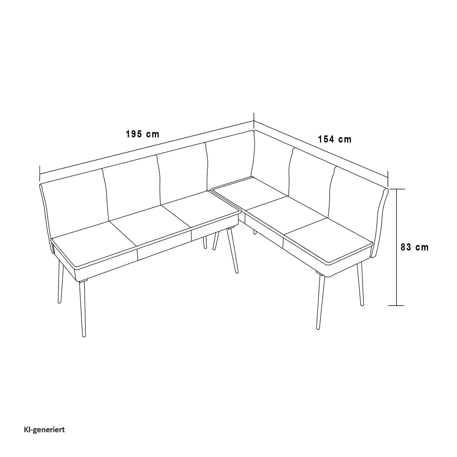 HTI-Living Eckbank Eckbank 195 x 154 cm (Stück, 1-St., 1 Eckbank), Sitzbank Polsterbank – Bild 3 von 5