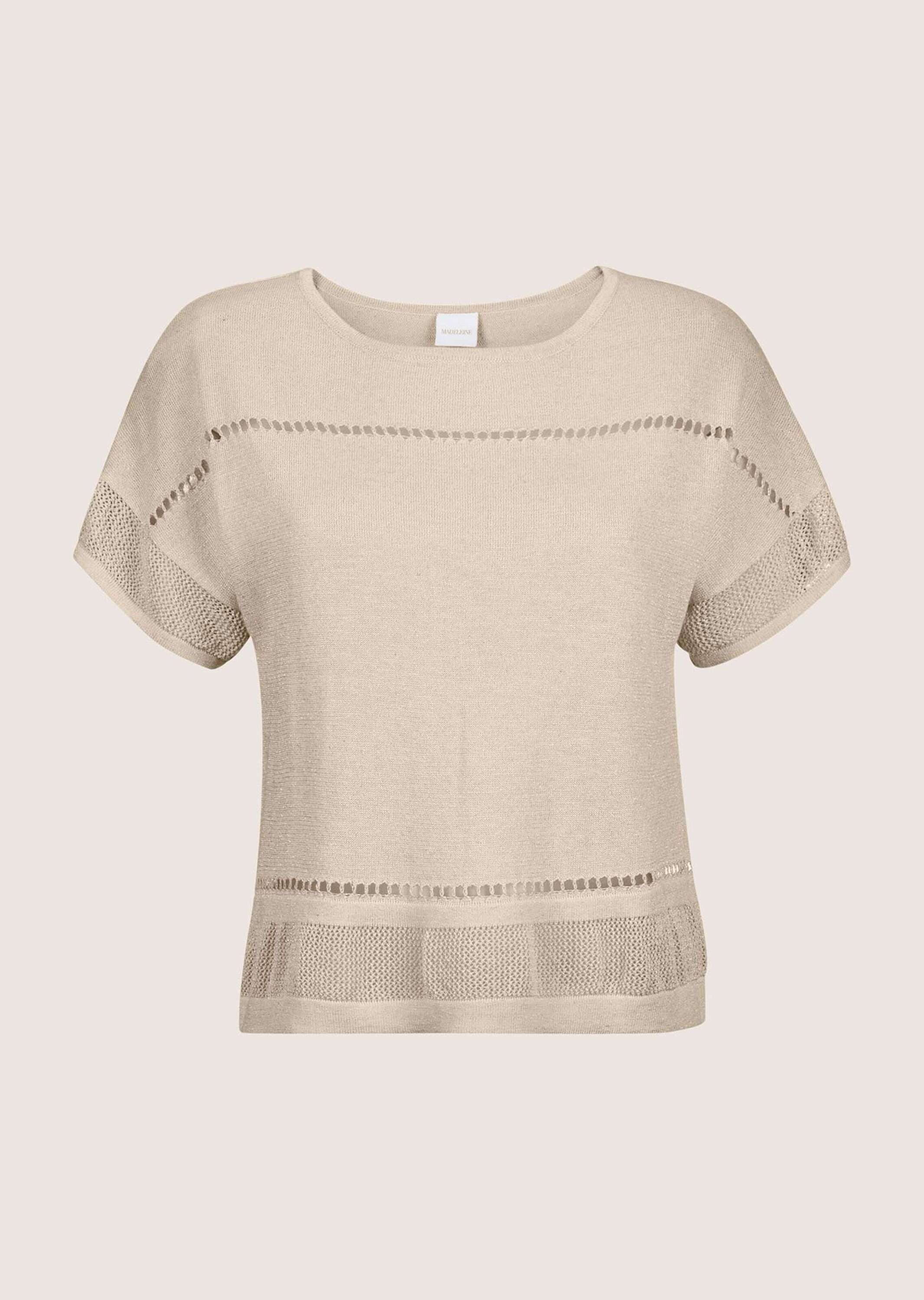 MADELEINE Strickpullover Kurzarm-Pullover mit Glanz-Effekt