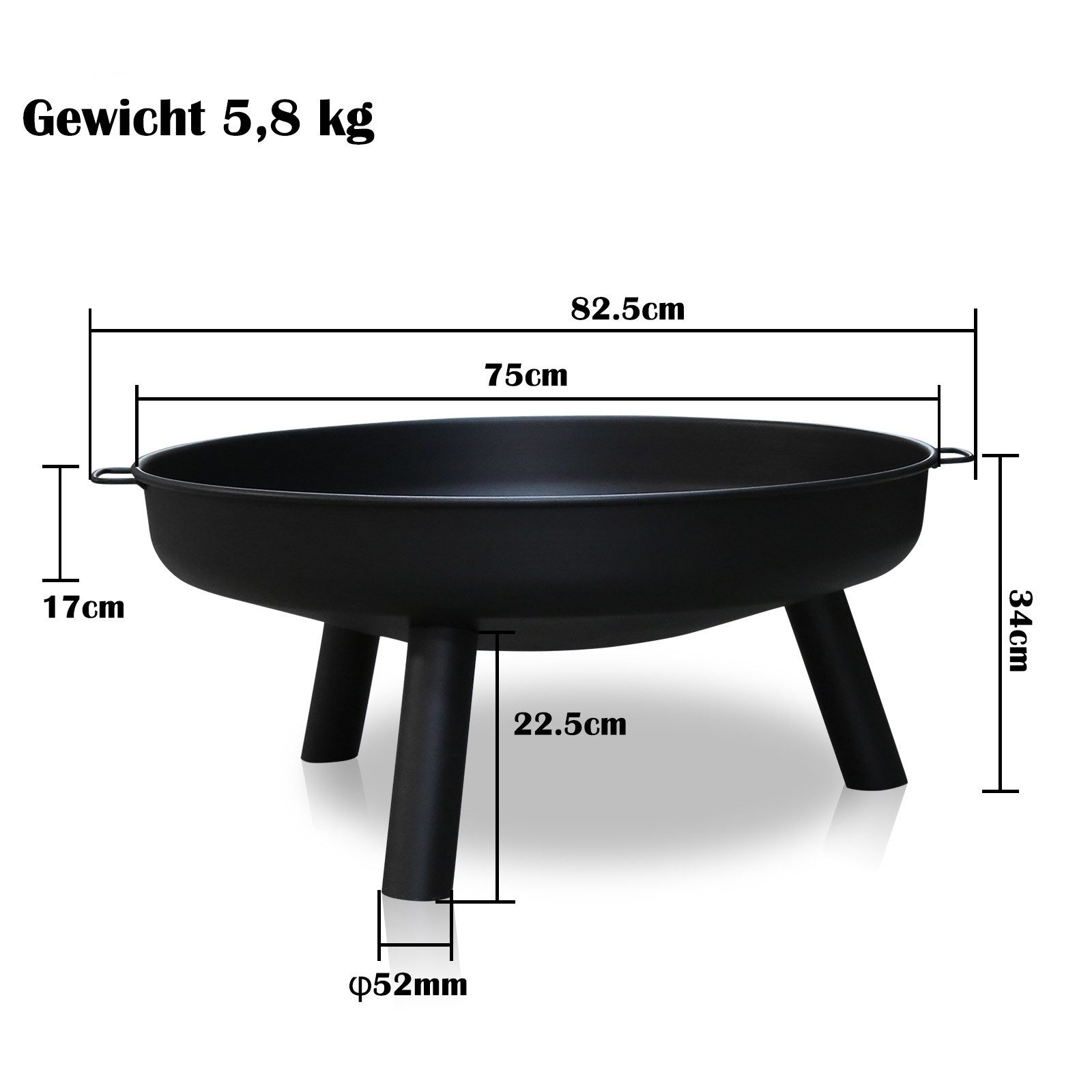 Clanmacy Feuerschale Abnehmbare BBQ 80 cm günstig online kaufen