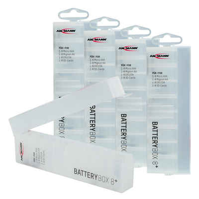 ANSMANN® 5x Akkubox Batteie Box zur Aufbewahrung von je bis zu 8 Akkus, Batterien oder Speicherkarten Akku