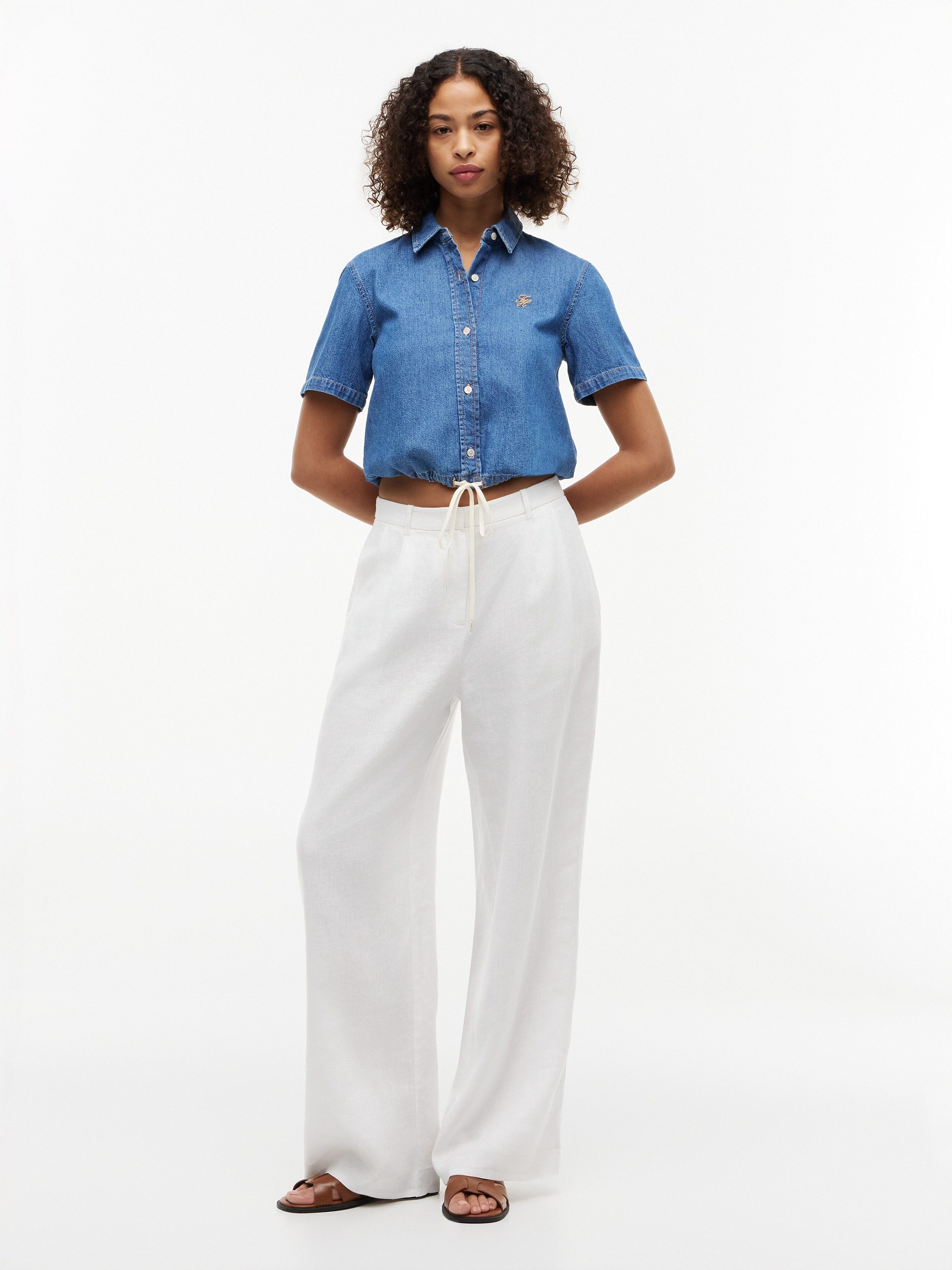 Tommy Hilfiger Jeansbluse BOXY TIE SHIRT MIA SS Baumwolle – Bild 4 von 5