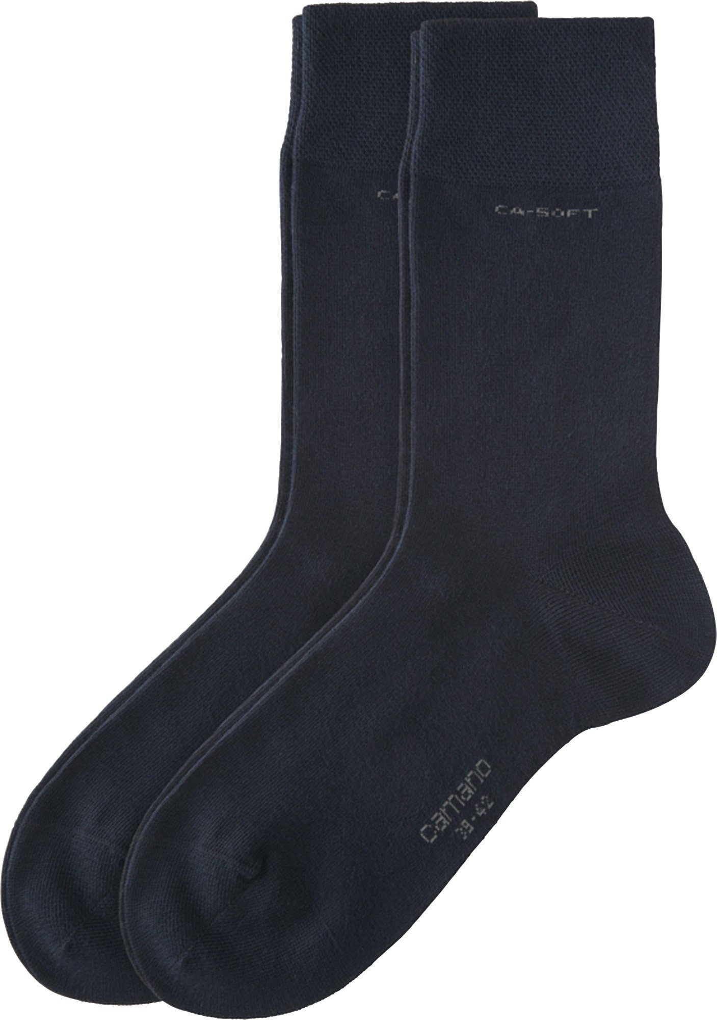 Camano Socken Unisex-Socken 2 Paar mit Softbund Uni dunkelblau