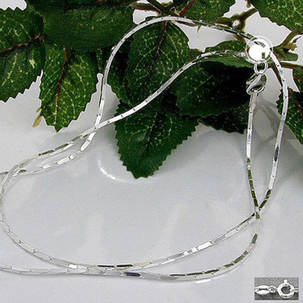 Herren Schmuck unbespielt Silberkette Halskette Kobrakette 4 x diamantiert 925 Silber 45 cm 1mm inklusive kleiner Schmuckbox, Si