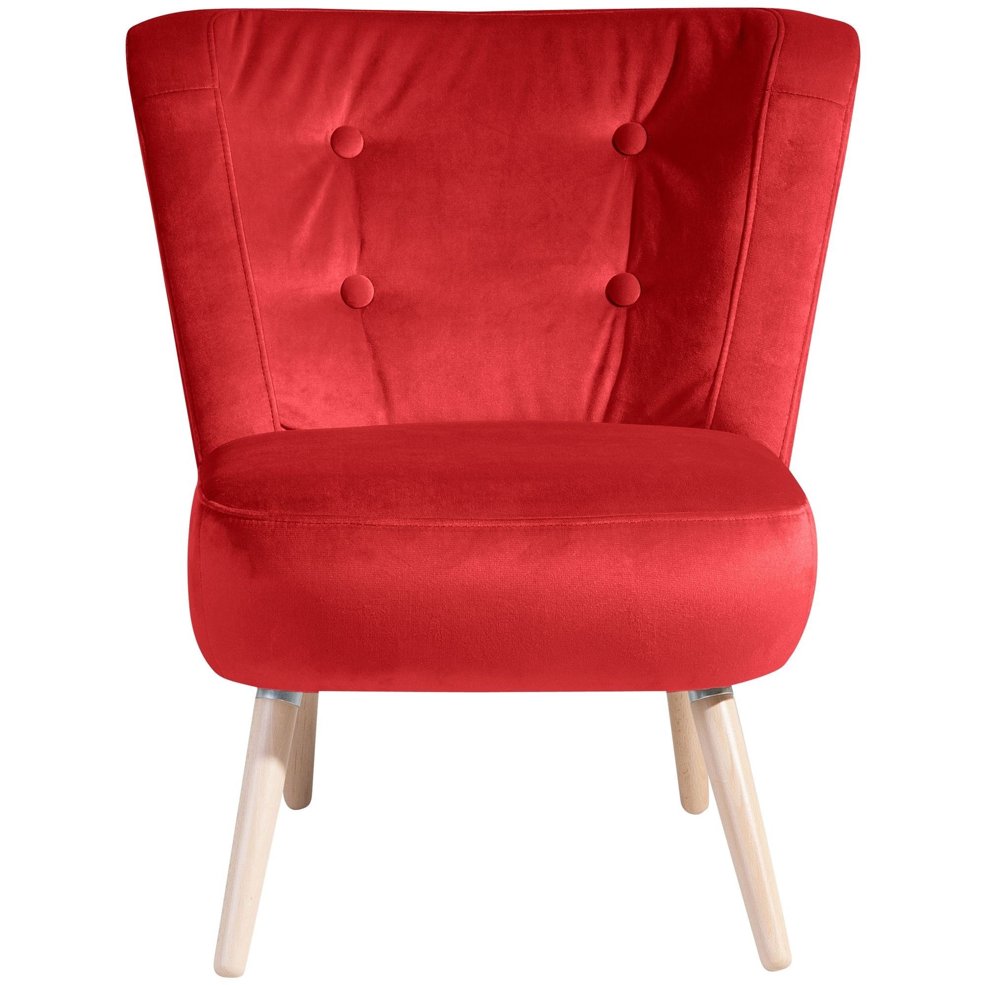 / Versand, (Sparpreis Kostenlosem natur aufm 22360 Kassi Buche 58 Samtvelours Bezug hochwertig Kessel verarbeitet,bequemer Sessel 1-St), Sitz inkl. Sessel rot
