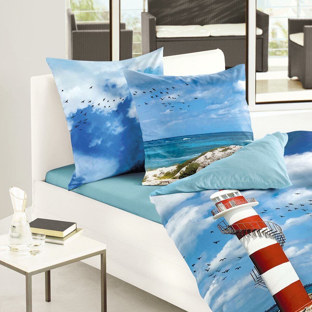 TRAUMSCHLAF Bettwäsche Leuchtturm, Mako Satin, 2 teilig, Digitaldruck im ma günstig online kaufen