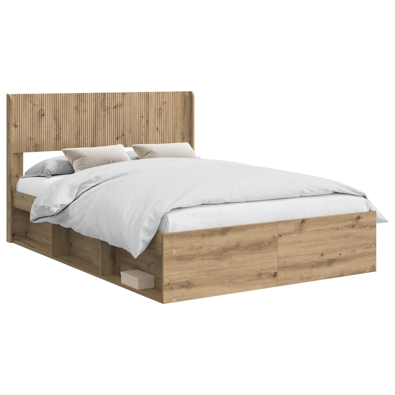 Bett Bettgestell mit Stauraum und Kopfteil Artisan-Eiche