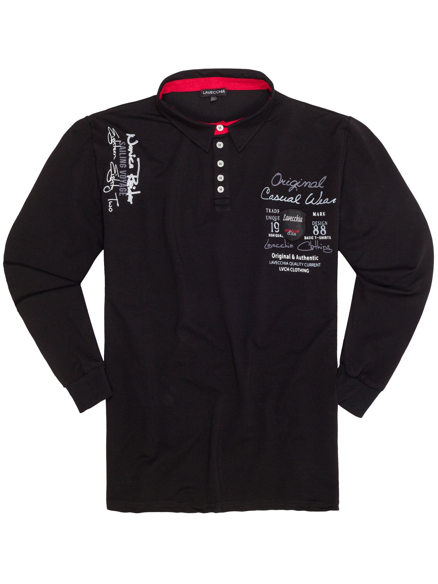 Langarmshirt Shirt LV-2025 Übergrößen Polo Lavecchia Sweatshirt schwarz
