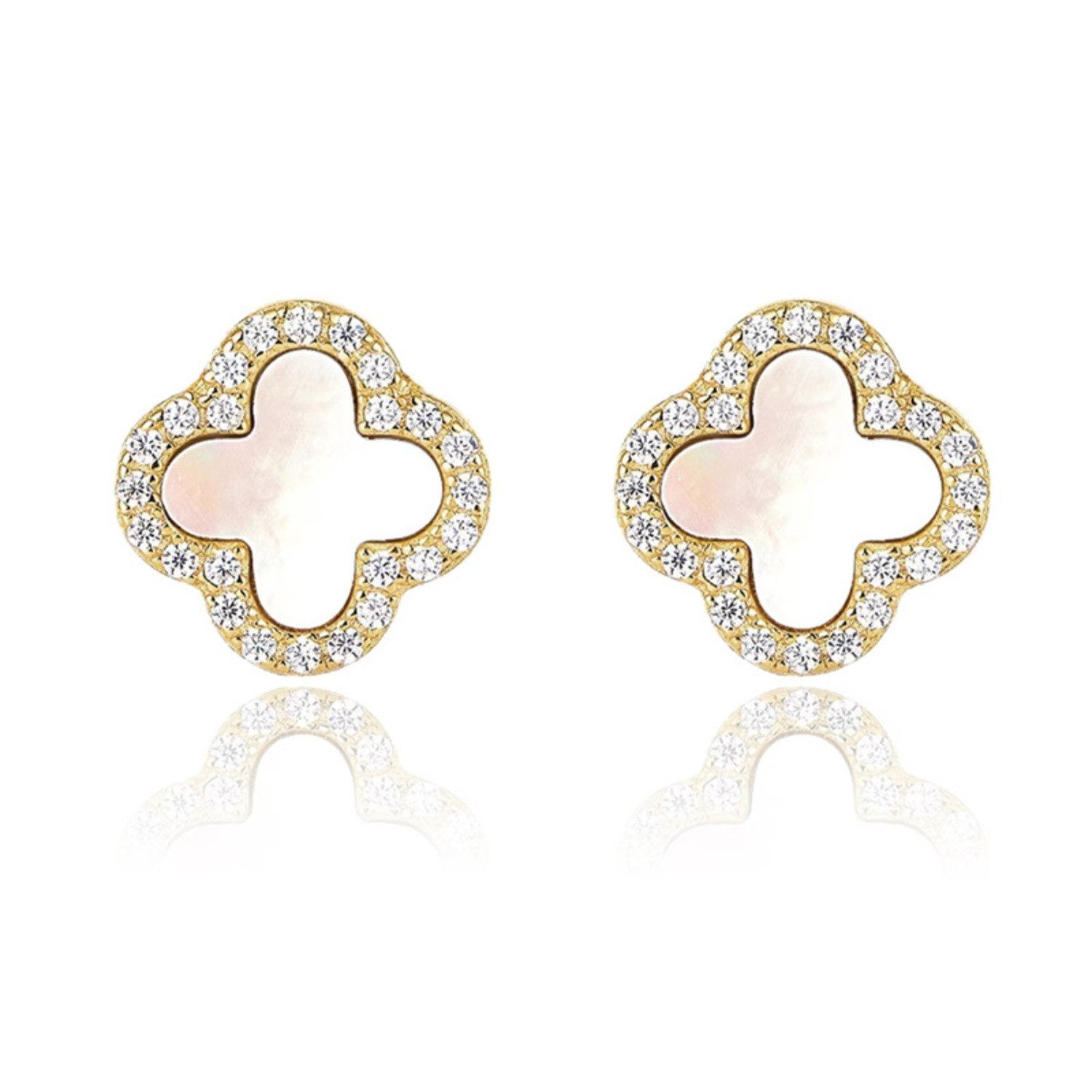 ROUGEMONT Paar Ohrstecker Kleeblatt Damen Glücksbringer Ohrstecker 925 Sterling Silber, Elegantes Clover Design Symbol für Glück, Liebe und positive Energie