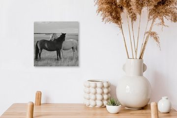 OneMillionCanvasses® Leinwandbild Pferde - Tiere - Porträt - Schwarz-Weiß - Landleben, (1 St), Leinwand Bilder für Wohnzimmer Schlafzimmer
