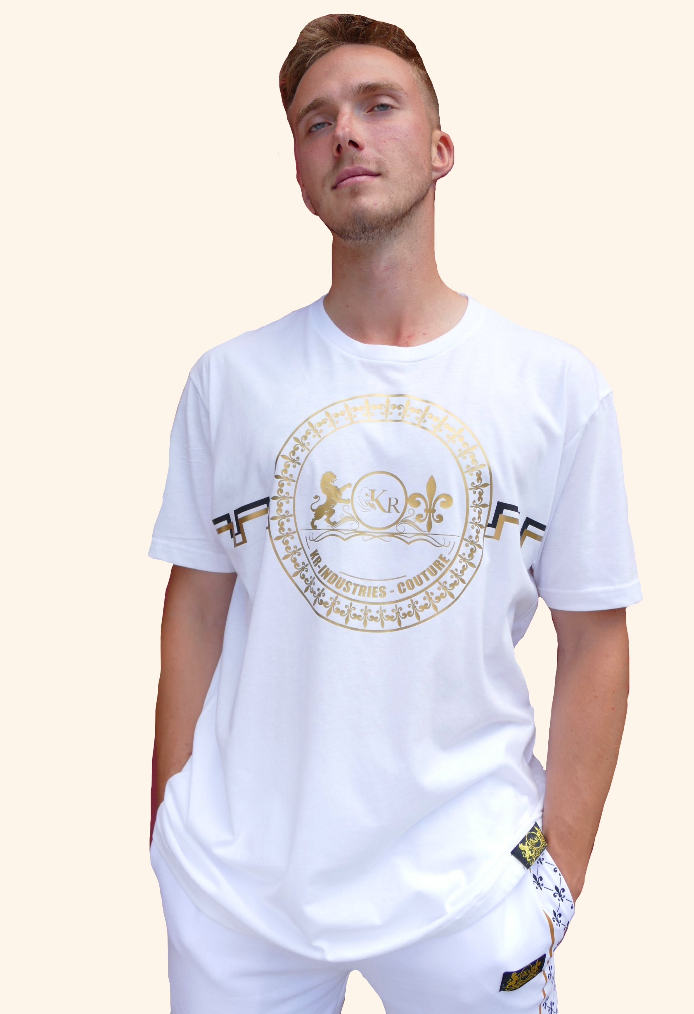 KR-Industries T-Shirt Shirt Serpentin stylisches Shirt mit hohem Tragekomfort, T-Shirt mit gold und schwarz