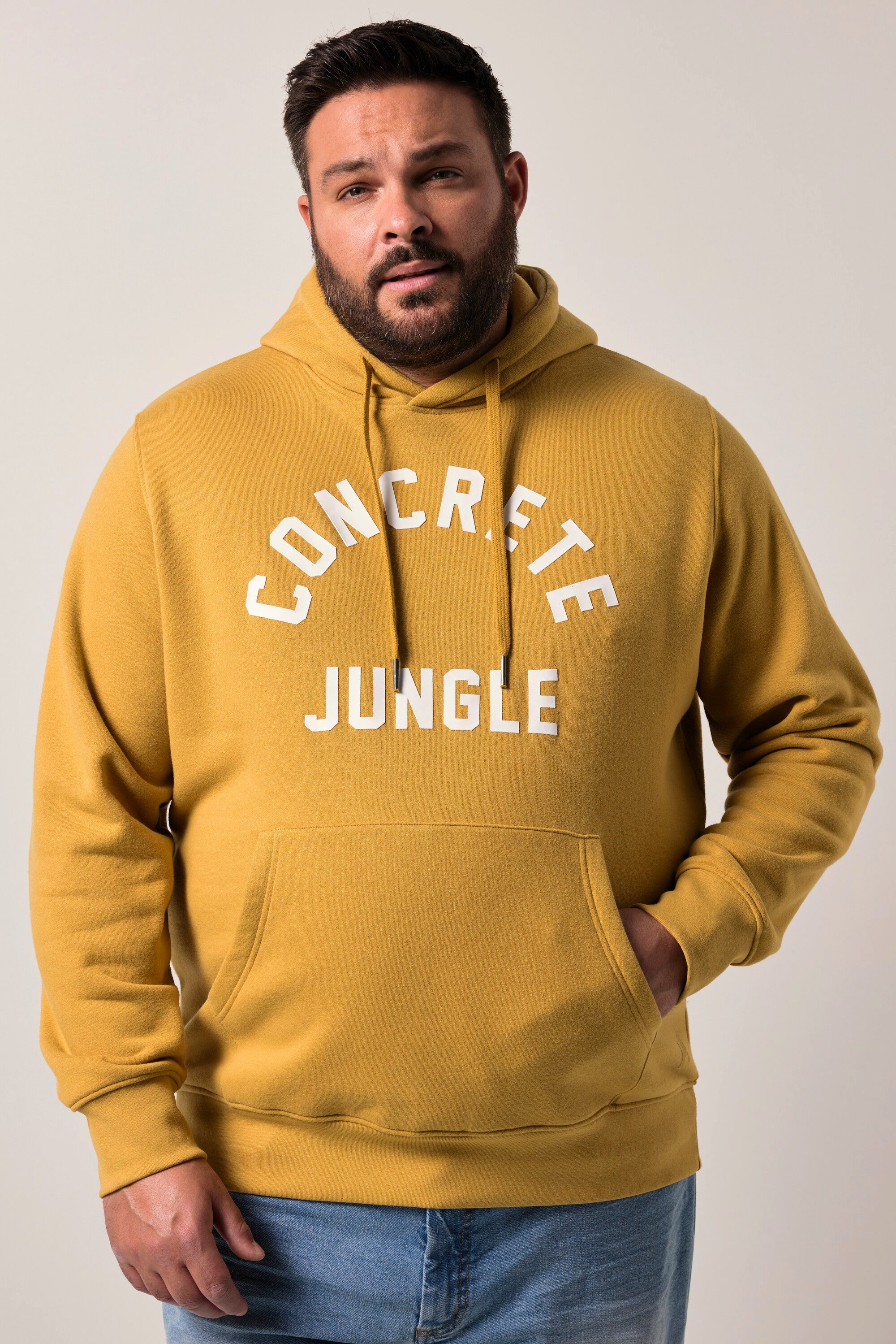 Men Plus Sweatshirt Hoodie Brustprint Kängurutaschen günstig online kaufen