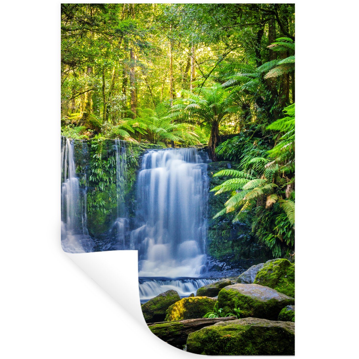 MuchoWow Wandsticker Dschungel - Wasserfall - Australien - Pflanzen - Natur (1 St), Wandaufkleber, Selbstklebend, Wohnzimmer, 20x30 cm
