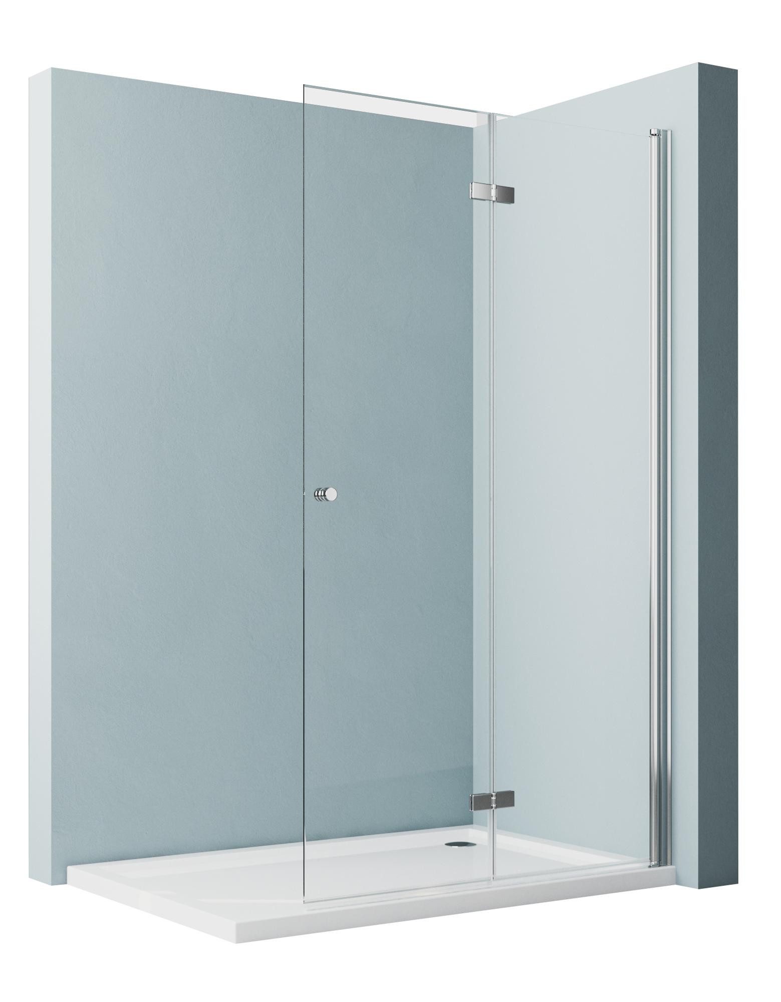 Hopibath Walk-in-Dusche Duschabtrennung faltbar Duschwand für Dusche, Sicherheitsglas, (Duschtrennwand, 180° faltbar), mit 10mm Verstellbereich