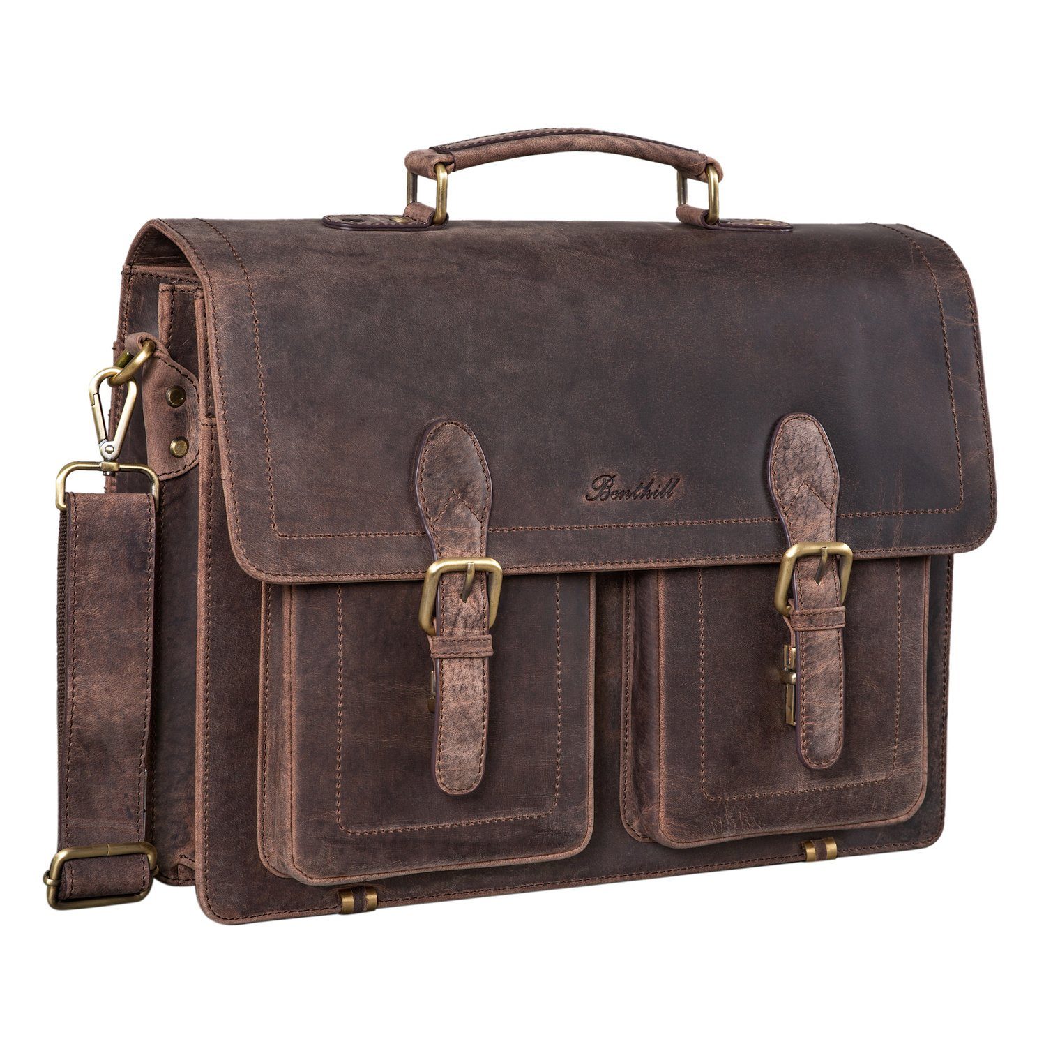Benthill Aktentasche Echt Leder Laptoptasche Notebooktasche Umhängetasche L günstig online kaufen