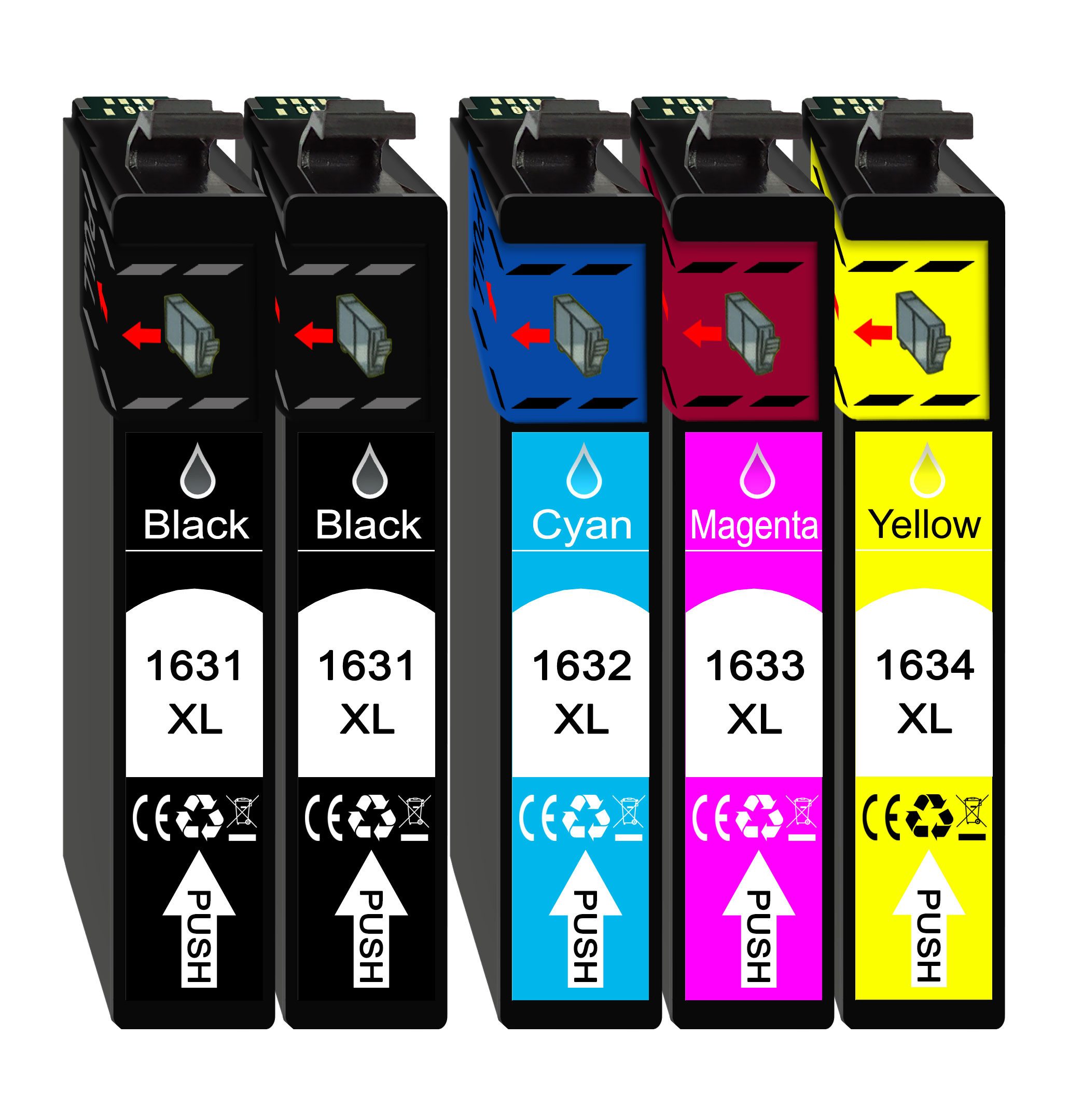 Druckerparadies 5er Multipack für Epson 16XL Tintenpatronen Set Tintenpatrone (5-tlg., WF2010 WF2510 WF2520 WF2530 WF2540 WF2630 WF2650 WF2660 WF2750 WF2760)