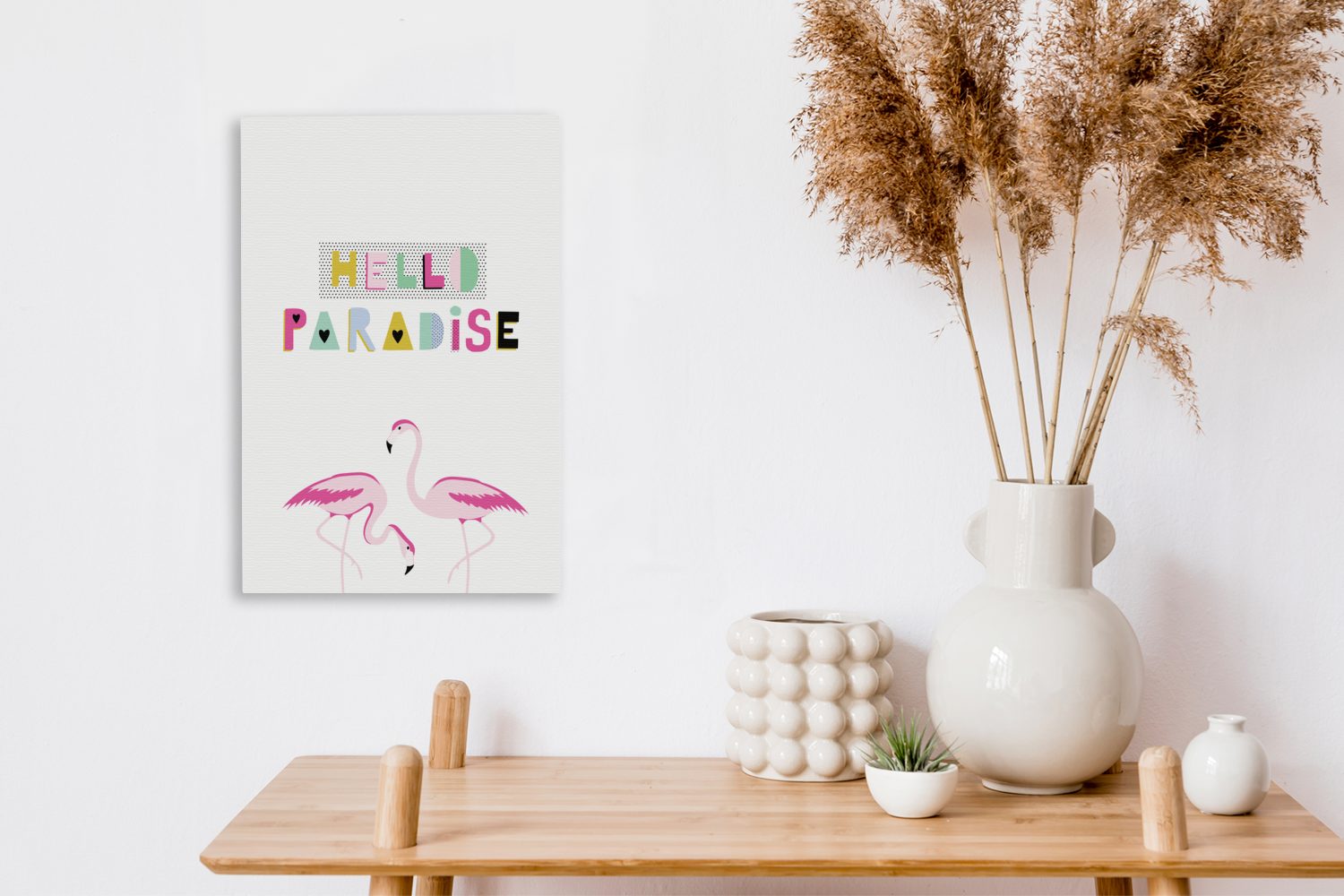 OneMillionCanvasses® Leinwandbild Flamingo - Paradies bespannt St), Leinwandbild Gemälde, Sommer, - cm 20x30 (1 fertig Zackenaufhänger, inkl