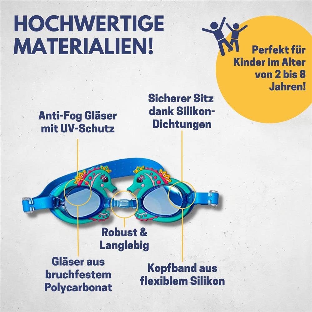 Best Sporting Schwimmbrille Seepferdchen, UV-Schutz, Anitbeschlagschutz, für Kinder 2-8 Jahren