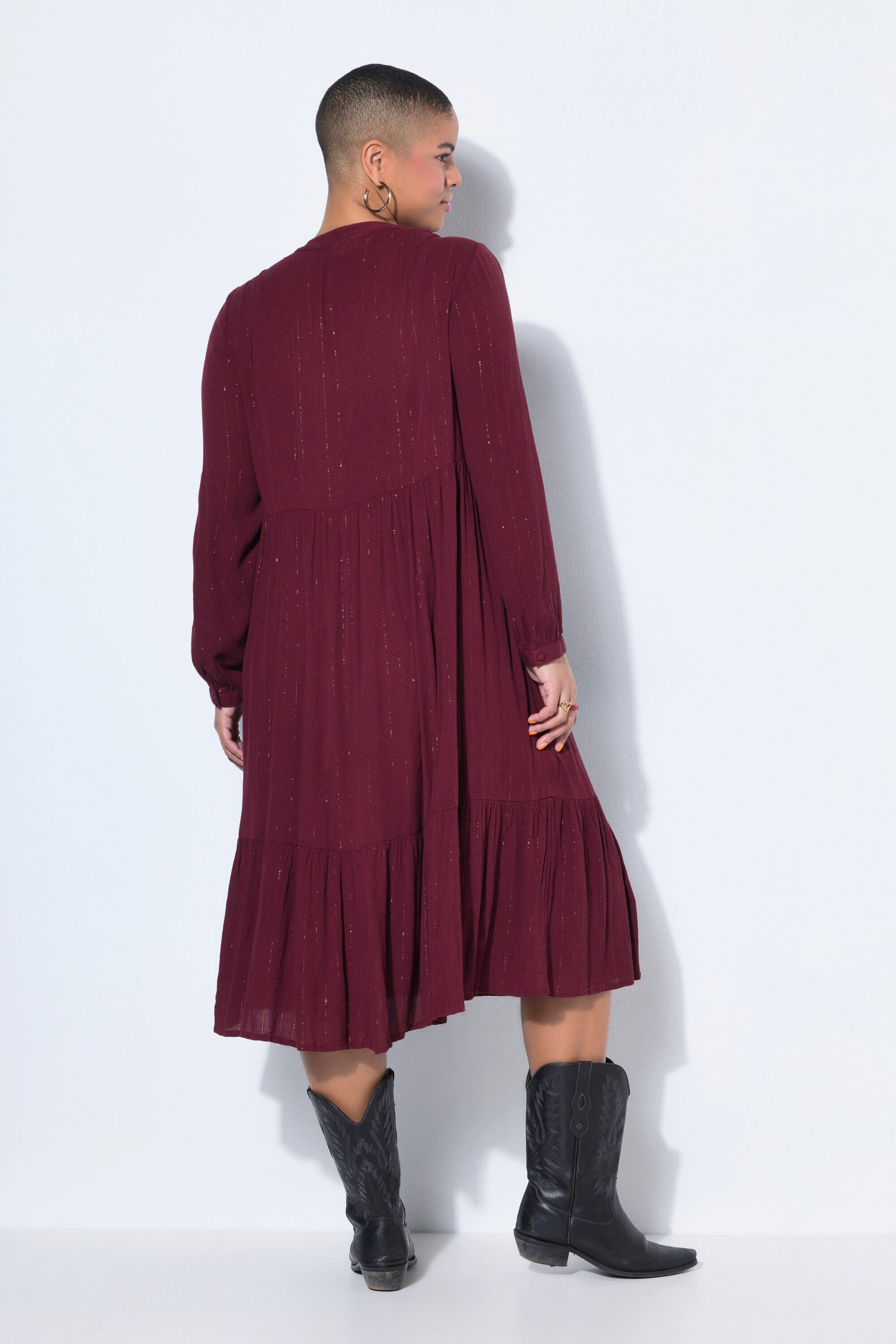 Studio Untold Jerseykleid Midikleid A-Linie Chiffon mit Glitzerstreifen – Bild 3 von 3