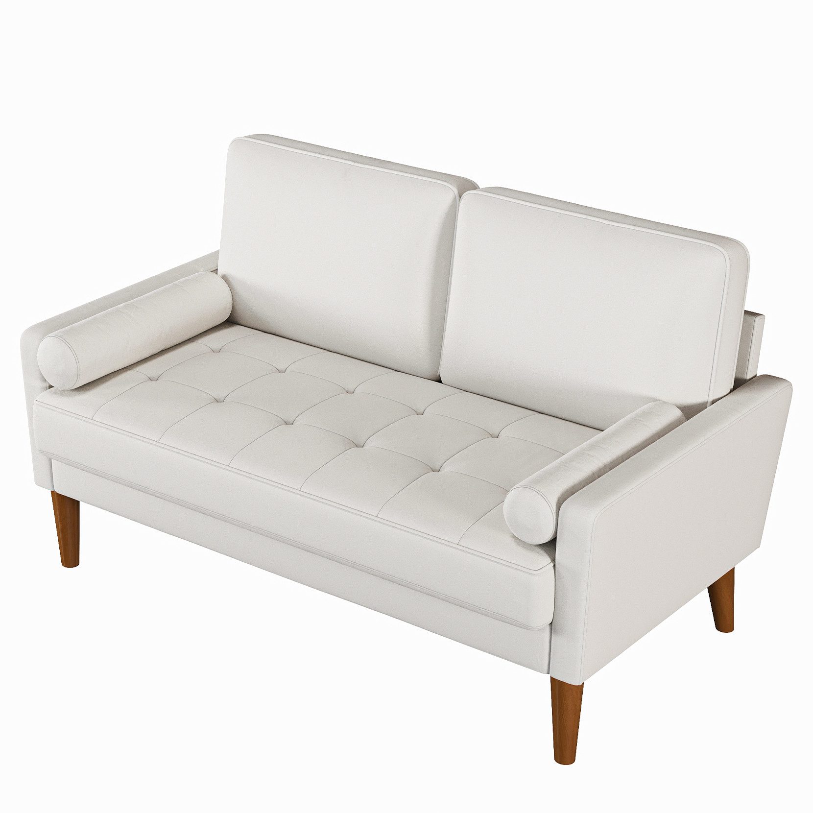 OUNUO Sofa 121cm Kleines Loveseat Sofa, Samtcouch mit 2 Wurfkissen günstig online kaufen