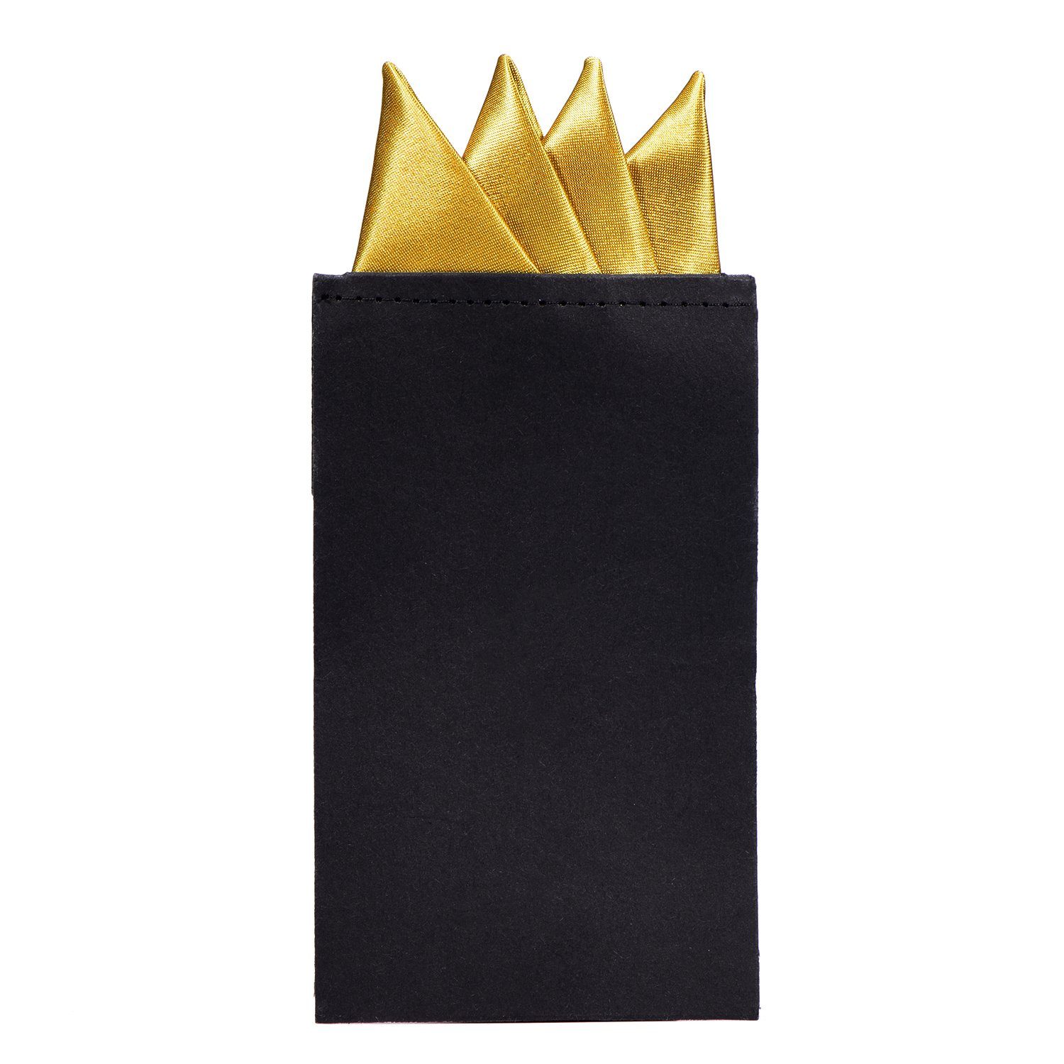 verstärkt, vorgefaltet, 1-St), vorgefaltet perfekten DonDon gold DonDon den für Karton Einstecktuch Herren Einstecktuch Seidenlook mit (Packung, Sitz,