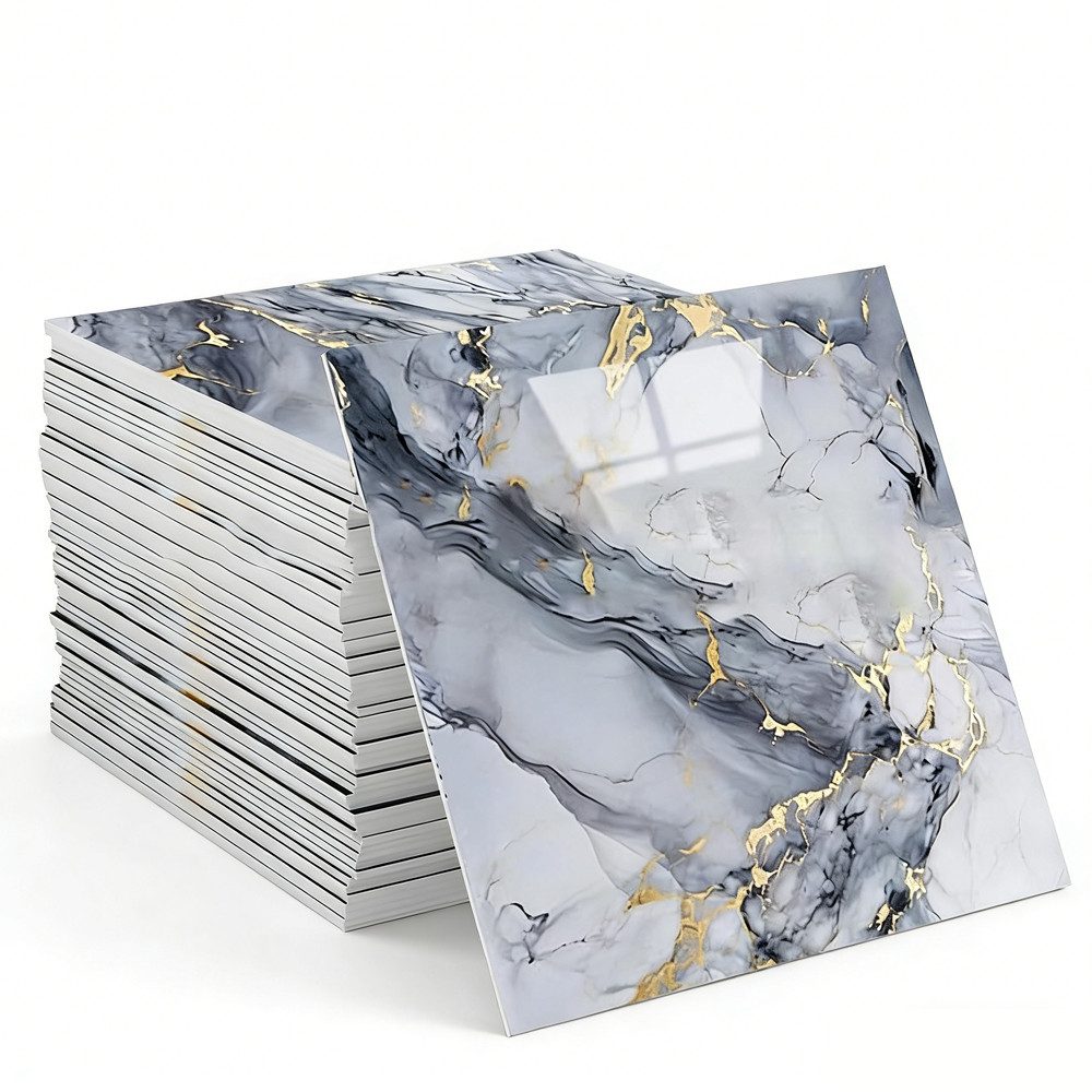 Agger Wandfliese Selbstklebend, Tile Stickers 10 Stück, Peel and Stick Tiles 30X30CM, 30x30, Marmorblau, Wasserfest & Schmutzabweisend, Fliesenaufkleber Marmor