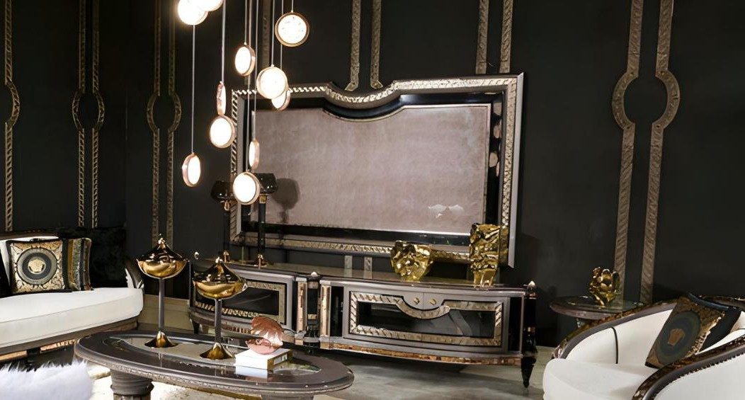 Xlmoebel TV-Schrank Schwarzes TV-Lowboard aus Holzwerkstoff mit Stauraum und Schubladen Made in Europa