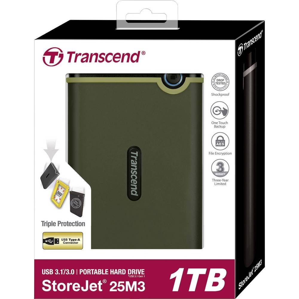 Transcend 1TB USB 3.1 TS1TSJ25M3G HDD-Festplatte, stoßsicher