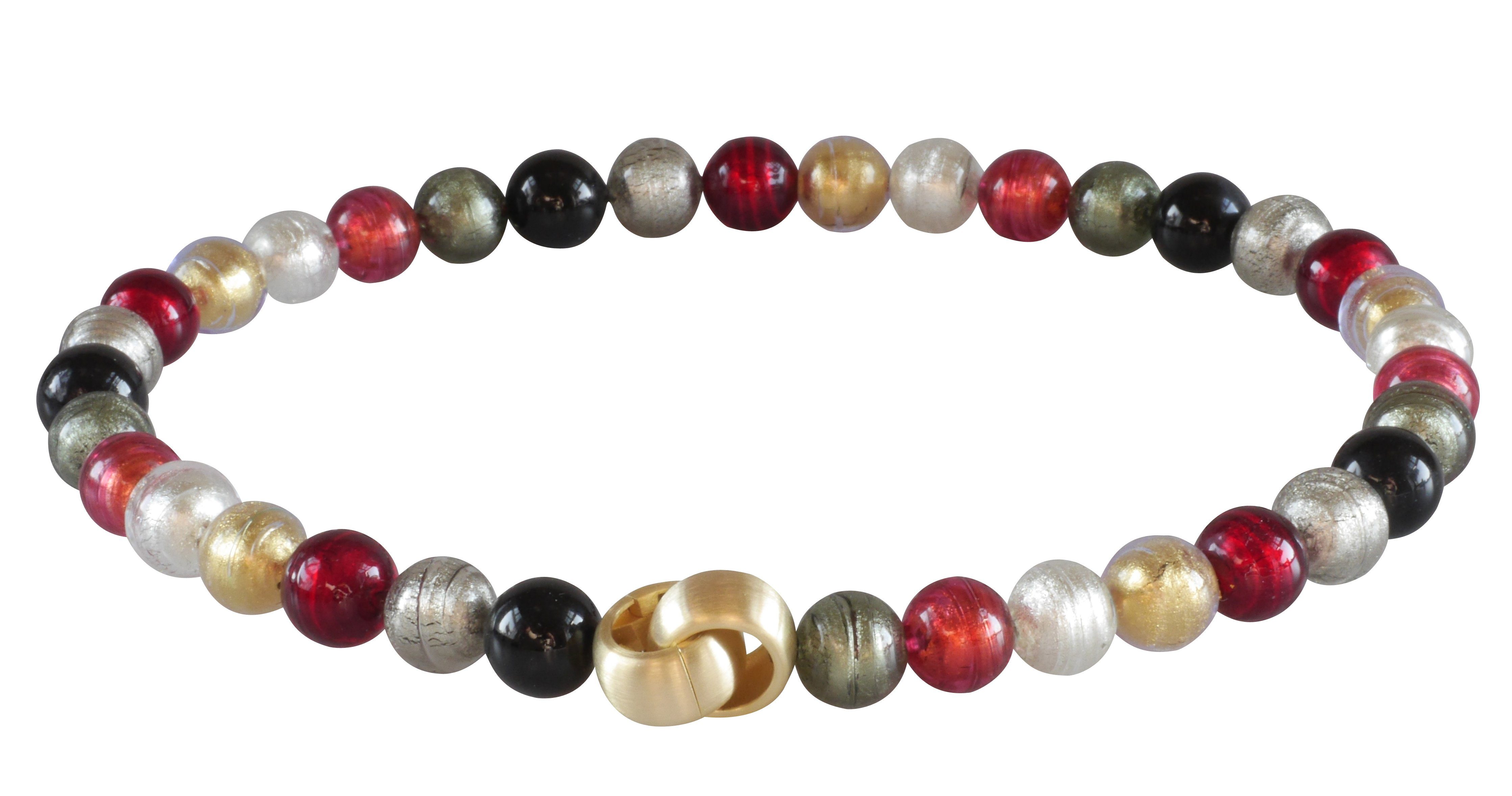 Mugello Perlenkette Murano Kette San Polo schick hochwertig Must-Have, Muranoglas mit eingearbeitetem Blattgold, Schließe Goldschmiedearbeit