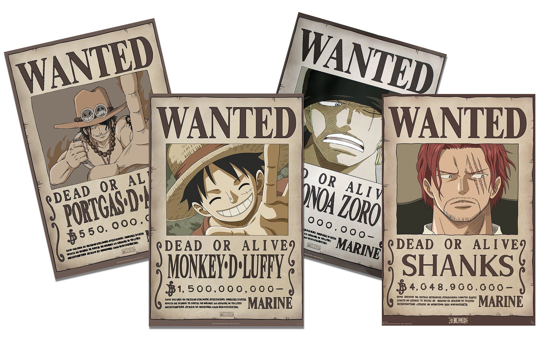 Close Up Poster One Piece Poster 4er Set Filmplakate Wanted 61 x 91,5 cm günstig online kaufen