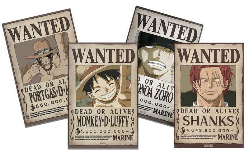 Close Up Poster One Piece Poster 4er Set Filmplakate Wanted 61 x 91,5 cm