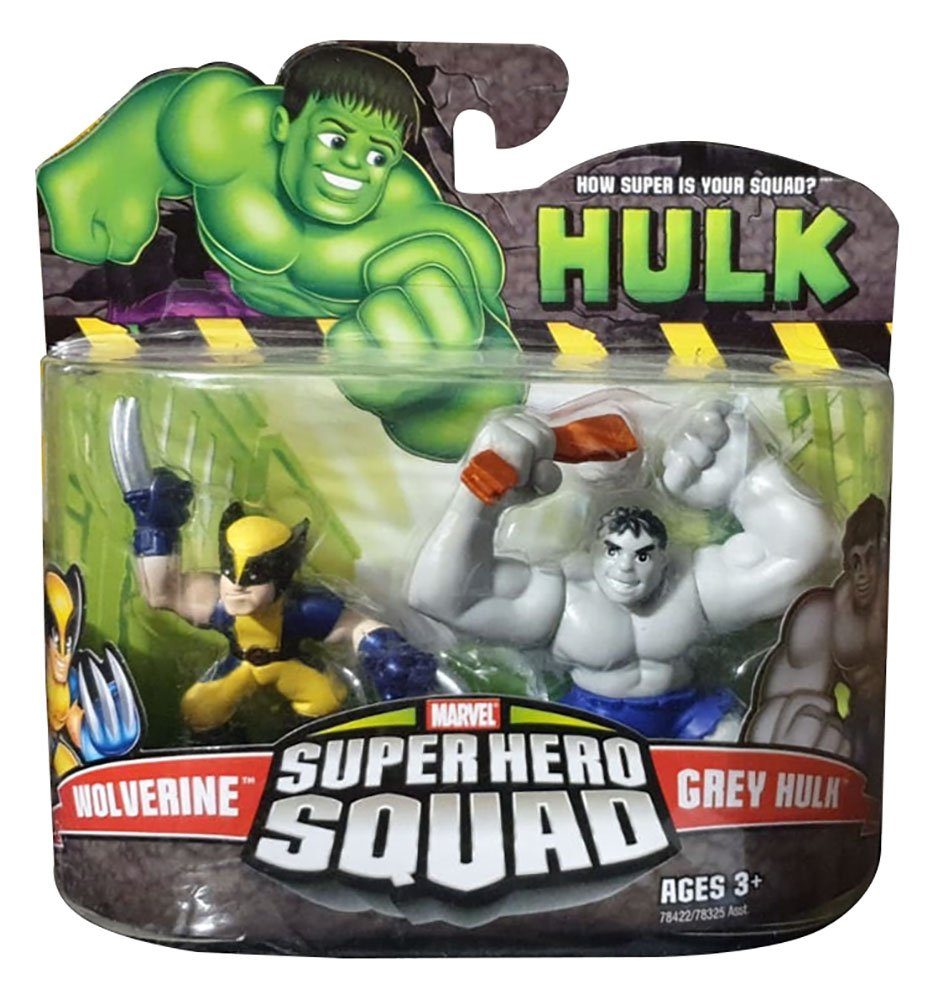 Hasbro Actionfigur Marvel Super Hero Squad Wolverine und Grey Hulk Actionfigur von Hasbro