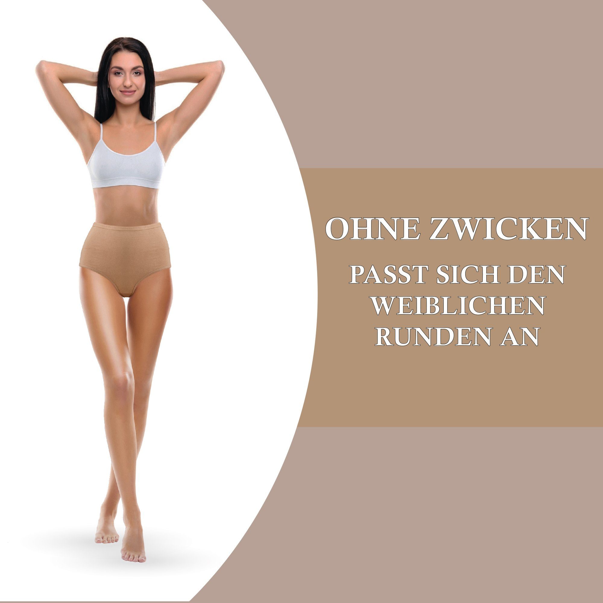 Taillenslip Hohe Baumwolle 100% Pack) - Fashion Basic Taille - Maxislip uni Slip Unterhose Hüftslip hemmy (5er