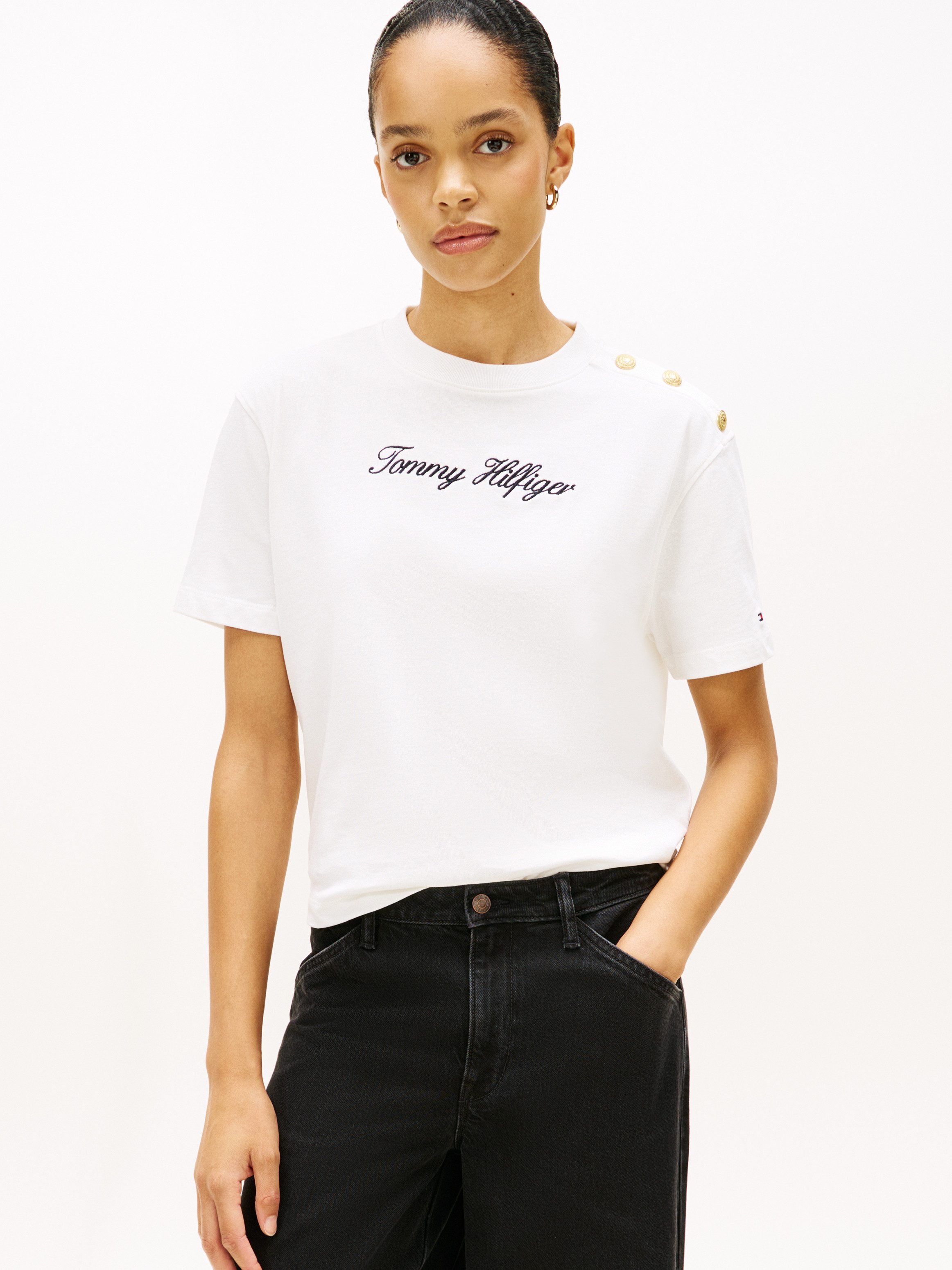 Kurzarmshirt GOLD BTN SCRIPT MDRN SS TEE