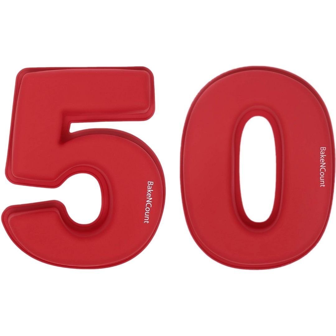 BakeNCount Backform BakeNCount Kuchen Backform-Set Zahlen 50 (5 und 0), extra Groß