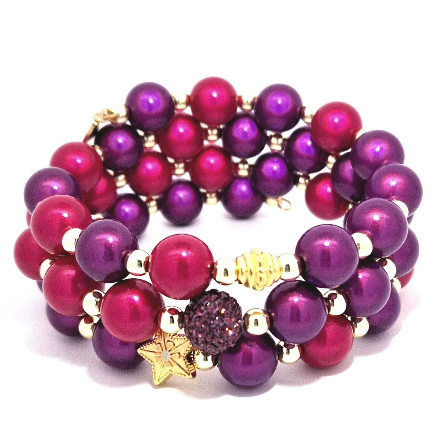 Impala Perlenarmband Wonder Pearls Spiralarmband – in vielen Farben, mit Shamballa-Kugel