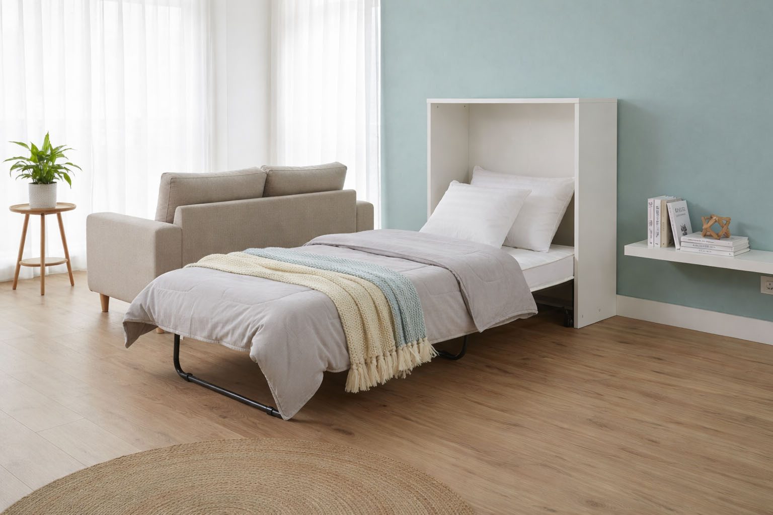 Home affaire Schrankbett Sognum als Gästebett nutzbar, Wandklappbett in Kommodenoptik (in den Farben weiß, schwarz und kaschmir erhältlich) inkl. Matratze, platzsparendes Klappbett, optimal für kleine Räume