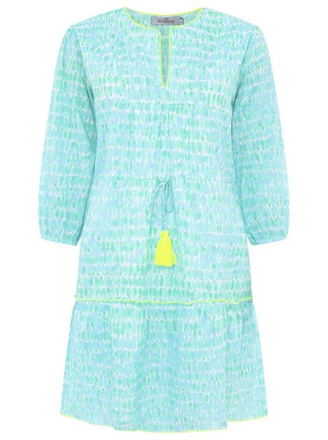 Zwillingsherz Sommerkleid mit Fischtupfen-Grün und Neongrün Details, luftig günstig online kaufen