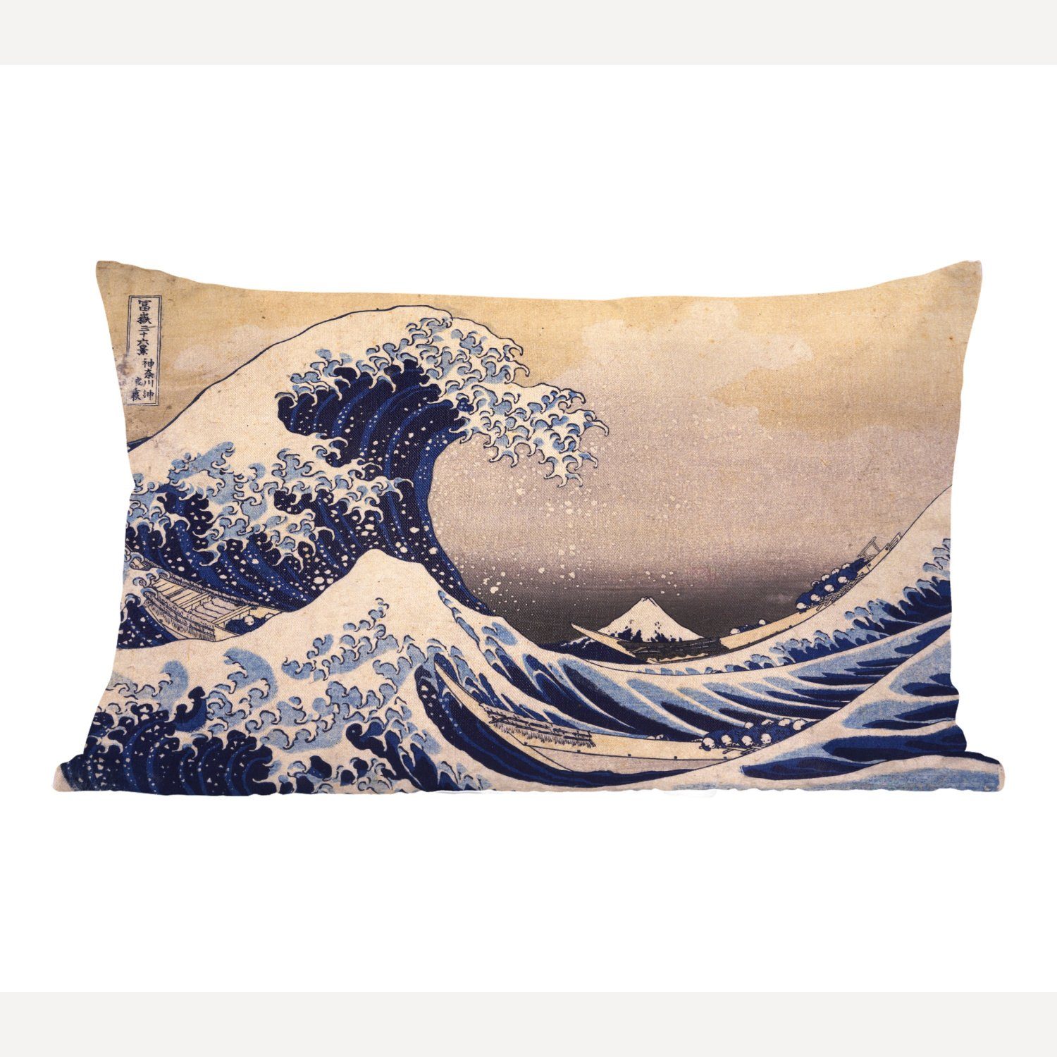 MuchoWow Dekokissen Die große Kluft von Kanagawa - Gemälde von Katsushika Hokusai, Wohzimmer Dekoration, Zierkissen, Dekokissen mit Füllung, Schlafzimmer
