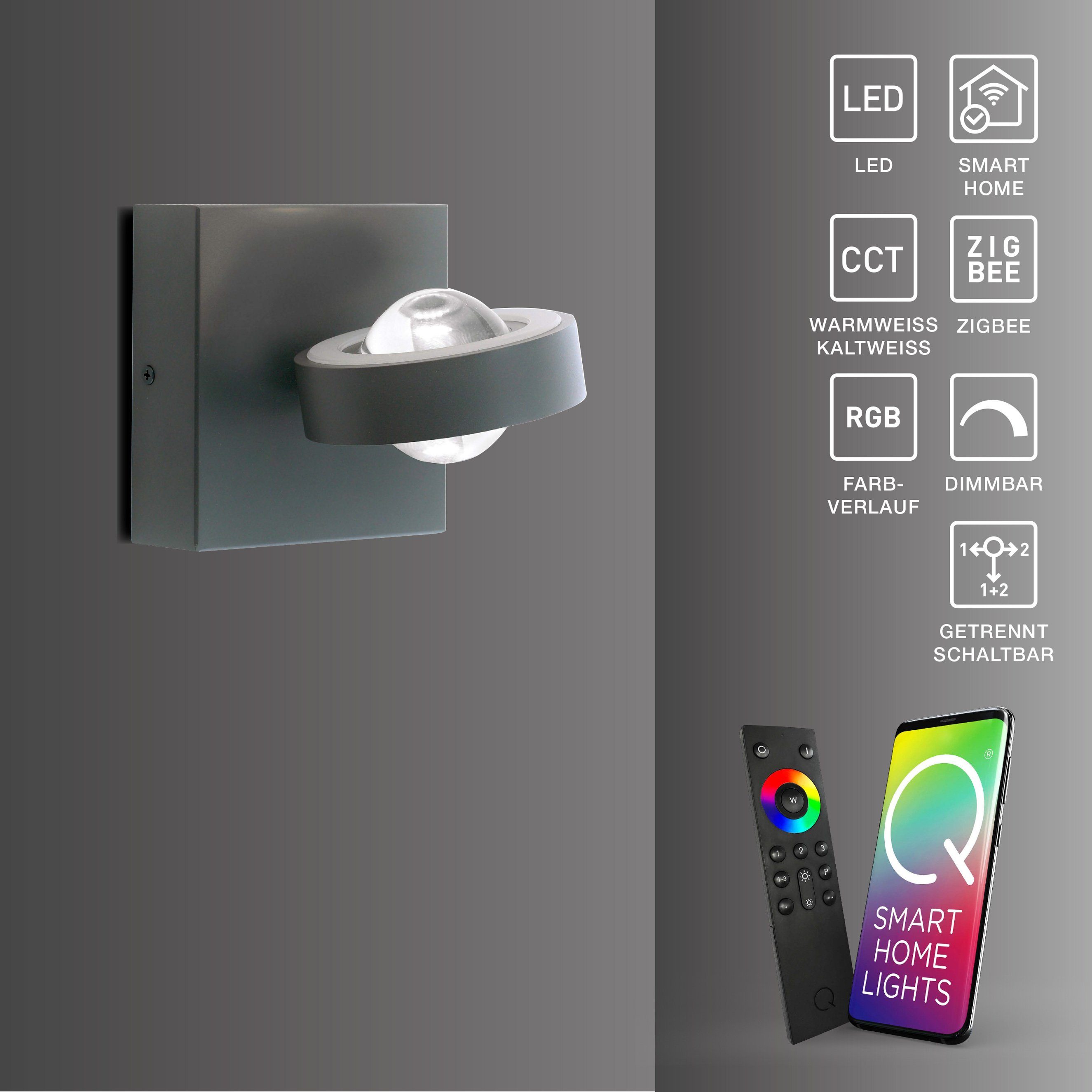 Paul Neuhaus Smarte LED-Leuchte »Q - MIA Smart Home«, Smart Home,  CCT-Farbtemperaturregelung, RGB-Farbwechsel, 2, Up+Down Lichteffekt RBG  Farbwechsel Fernbedienung
