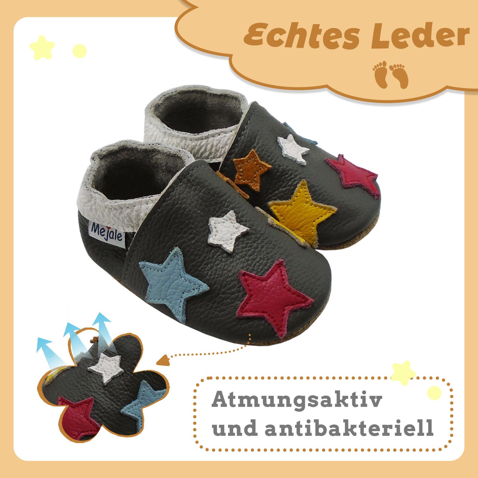 Mejale Mejale Leder Krabbelschuhe Babyschuhe Lauflernschuhe 100% Leder Hausschuh 100%Leder