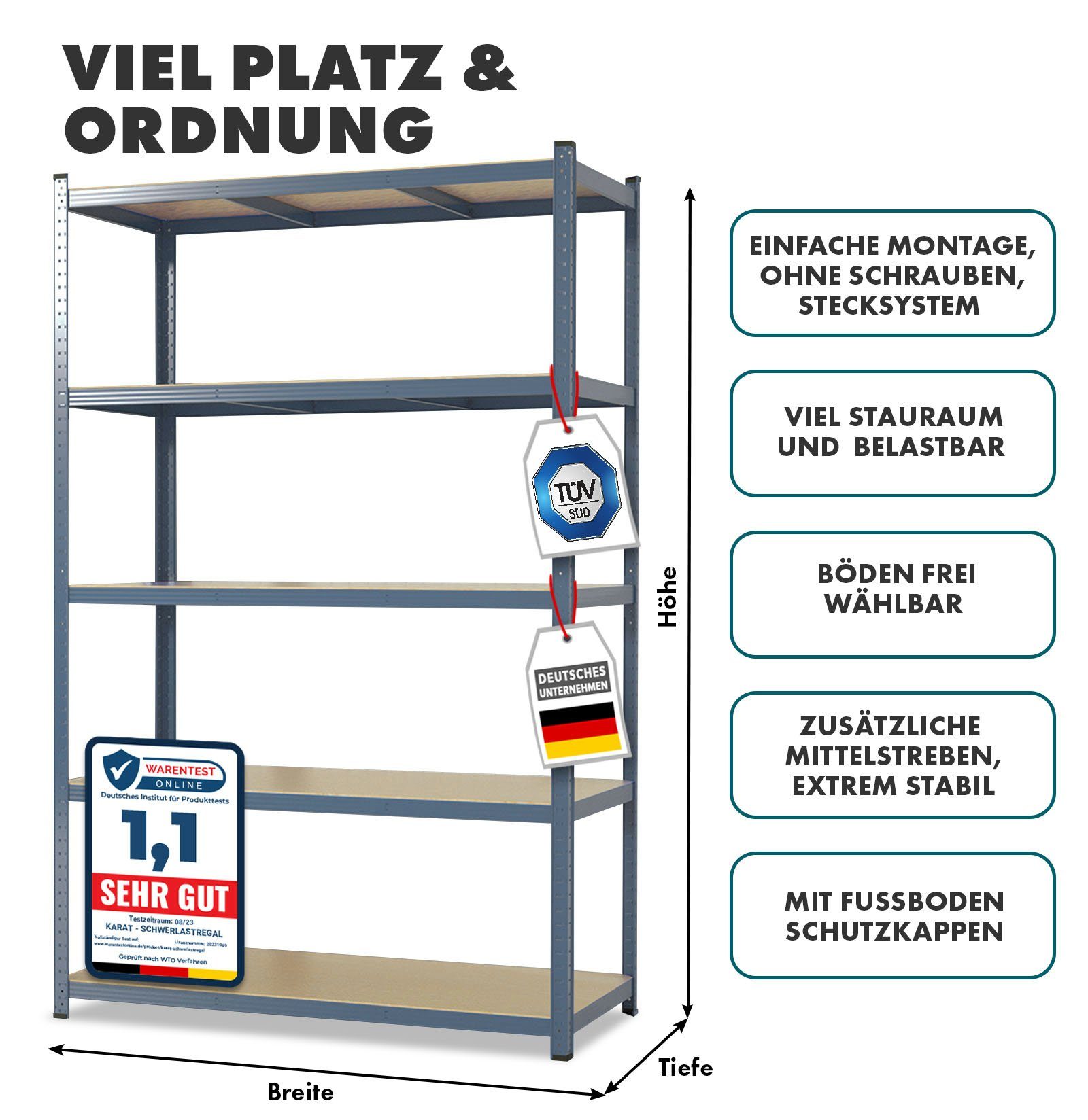Karat Schwerlastregal Steckregal, Weitspannregal für Garage, Keller günstig online kaufen