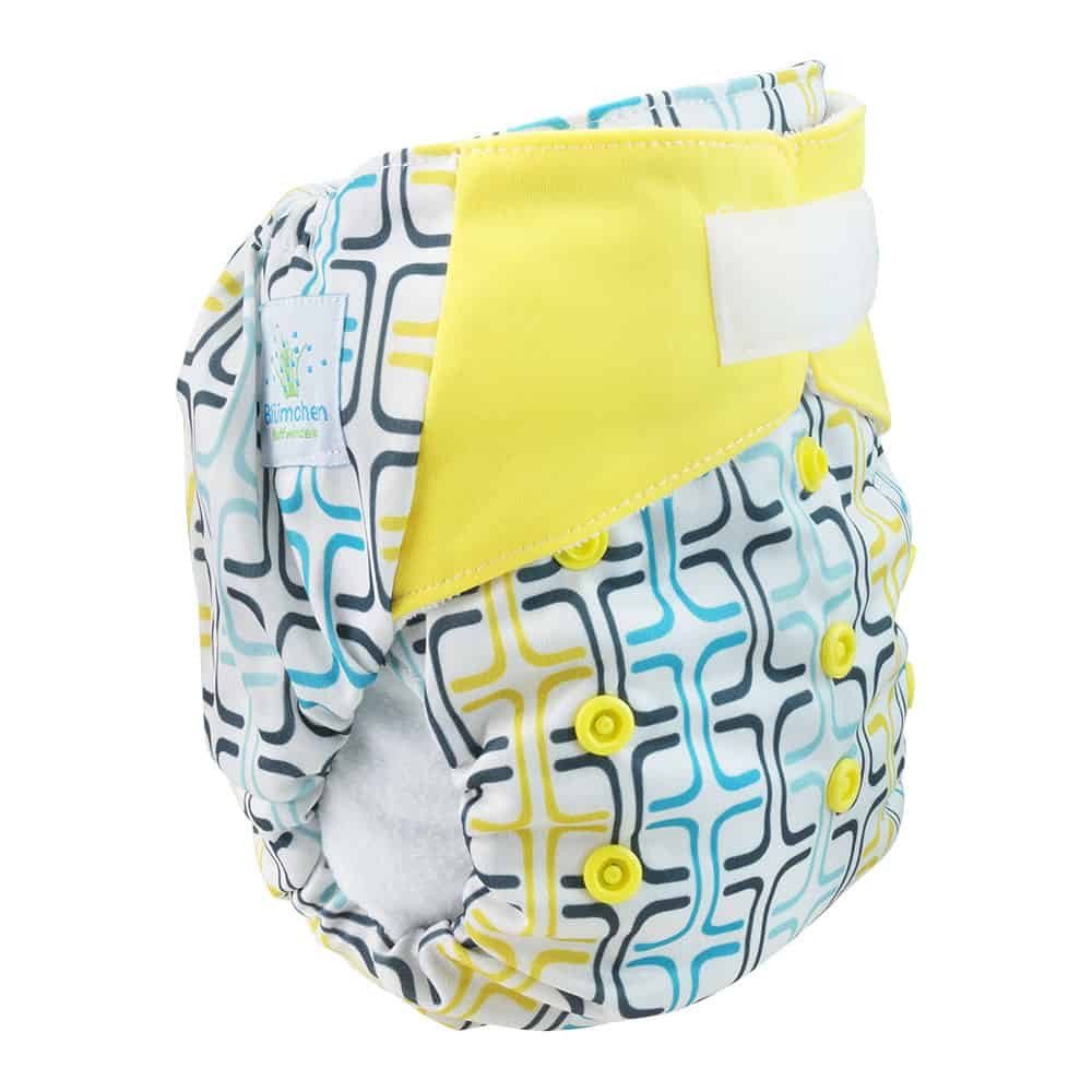 Blümchen Windeln All-in-One Stoffwindeln futuristisches Design (3,5-15kg)