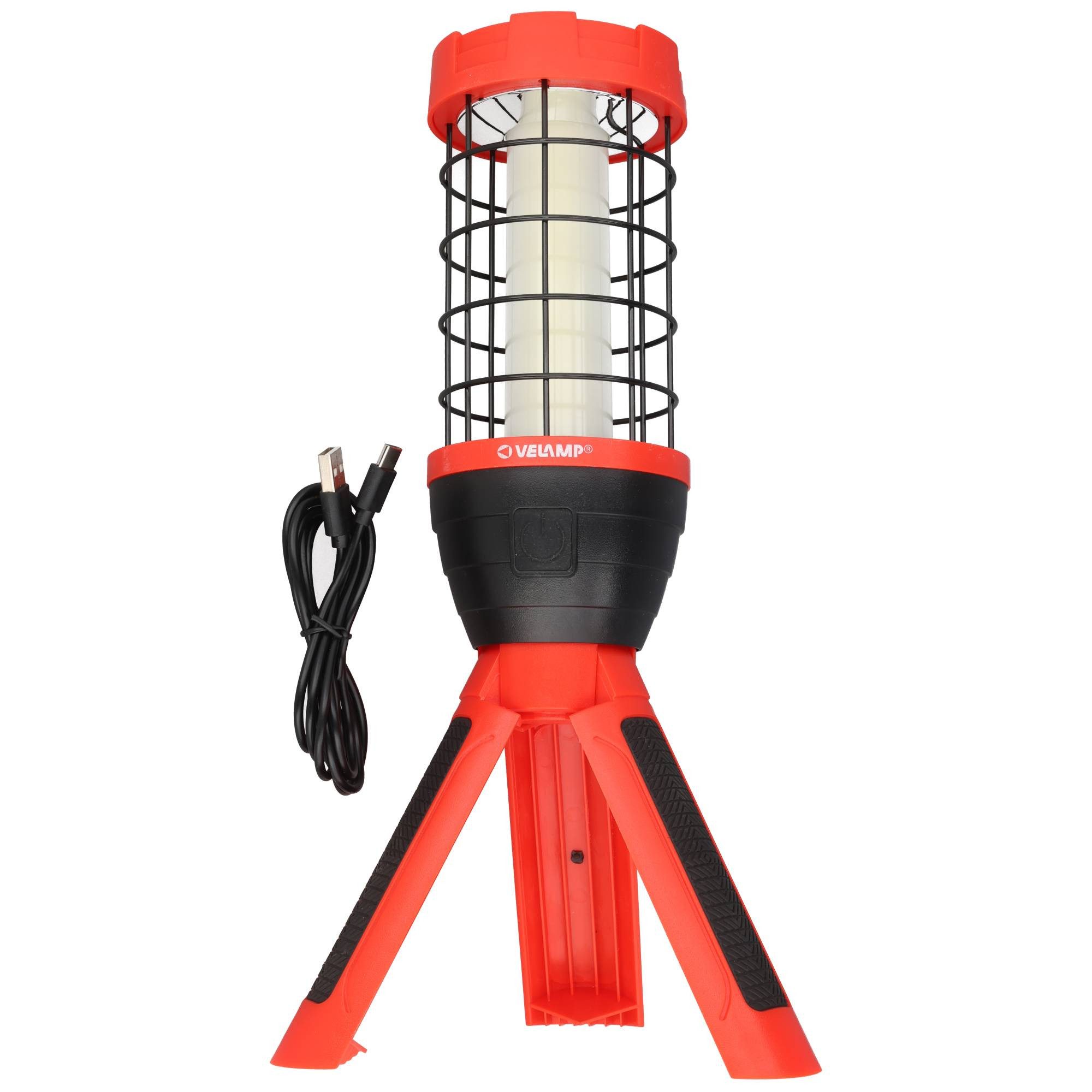 Velamp LED Taschenlampe VELAMP PAUL wiederaufladbare Arbeitsleuchte mit Mini-Stativ – 800 Lum