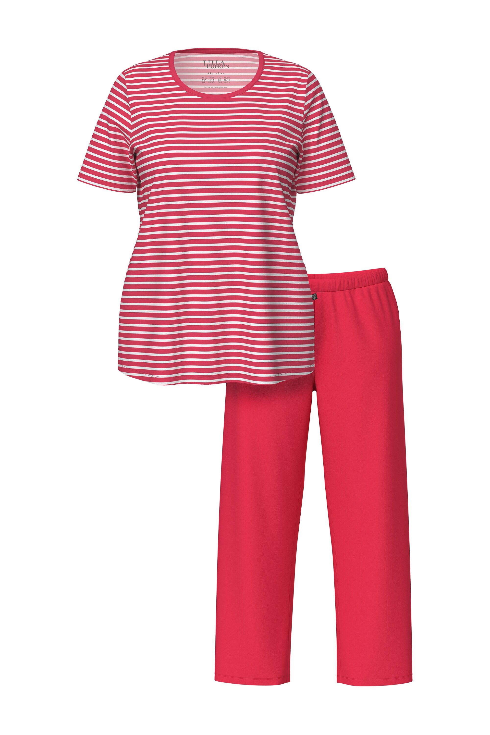 Ulla Popken Pyjama Pyjama Ringel Rundhals Halbarm Biobaumwolle günstig online kaufen