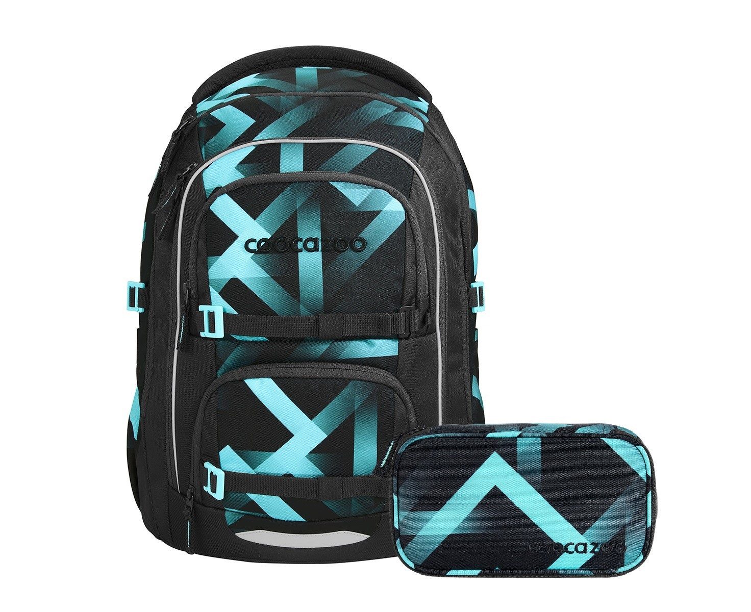 coocazoo Schulranzen Schulrucksack-Set PORTER, Laser Lights 2-teilig (2-teilig), ergonomisch, Körpergröße: 135 - 180 cm, Easy-Grow-System