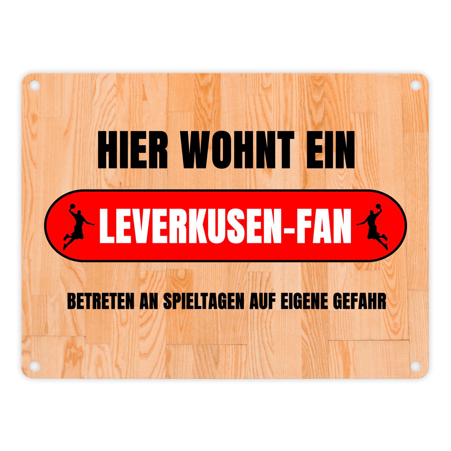 Metallschild Hier wohnt ein Leverkusen Fan Metallschild in 15x20 cm mit Motiv