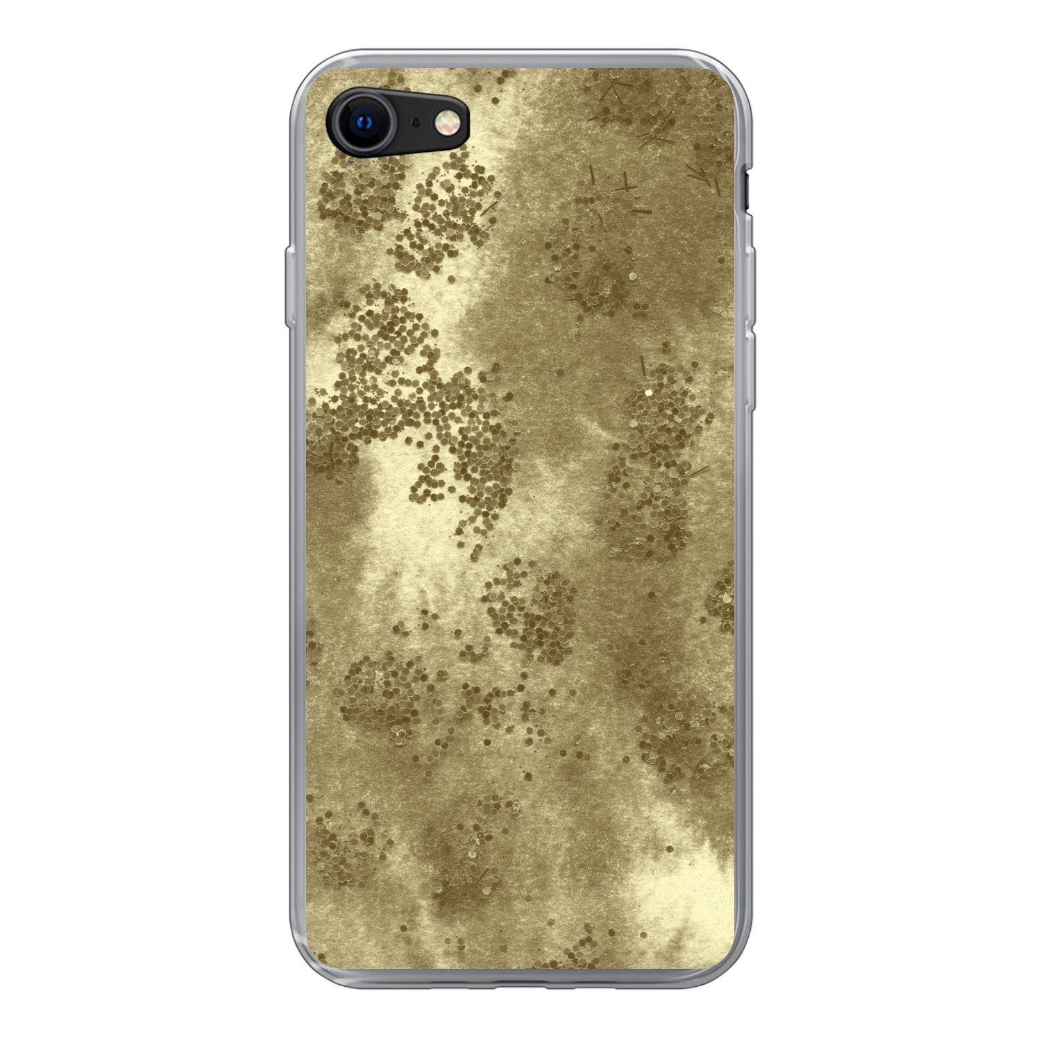 MuchoWow Handyhülle für Apple iPhone 7 Gold - Glitzer - Textur, Smartphone-Bumper, Print, Handy Schutzhülle Dünn