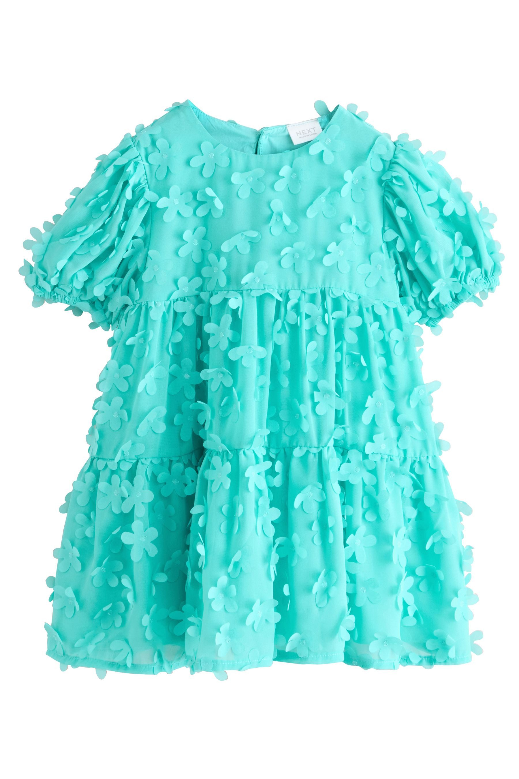 Next Tüllkleid Kurzärmeliges Kleid mit 3D-Blumendetails günstig online kaufen