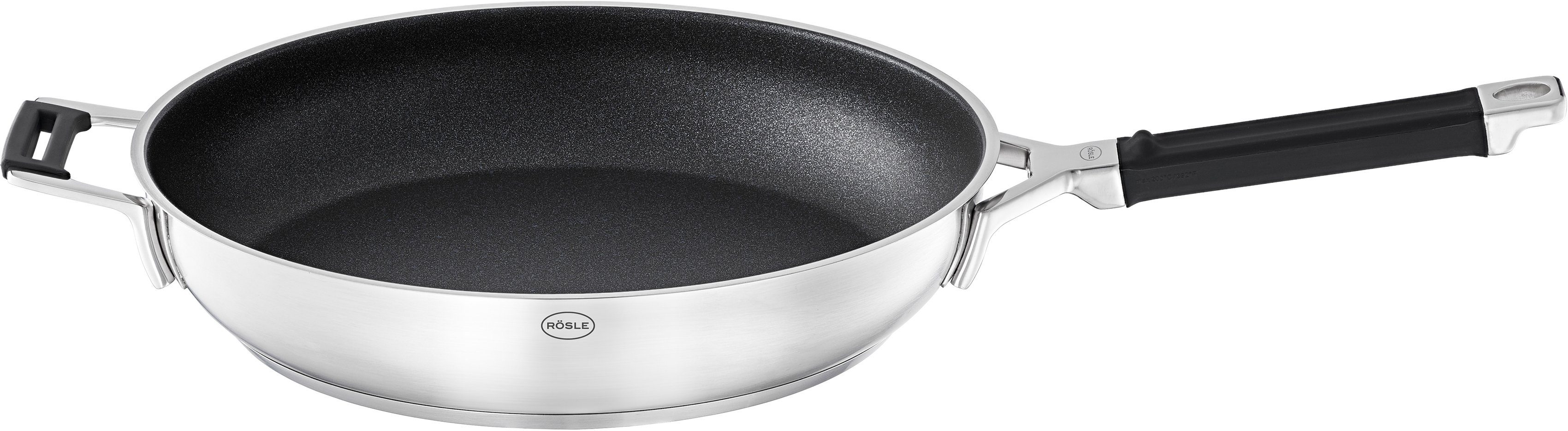 RÖSLE Bratpfanne SILENCE PRO, Edelstahl 18/10 (1-tlg), kratzfeste Premium-Antihaftversiegelung, Silikongriff, Induktion